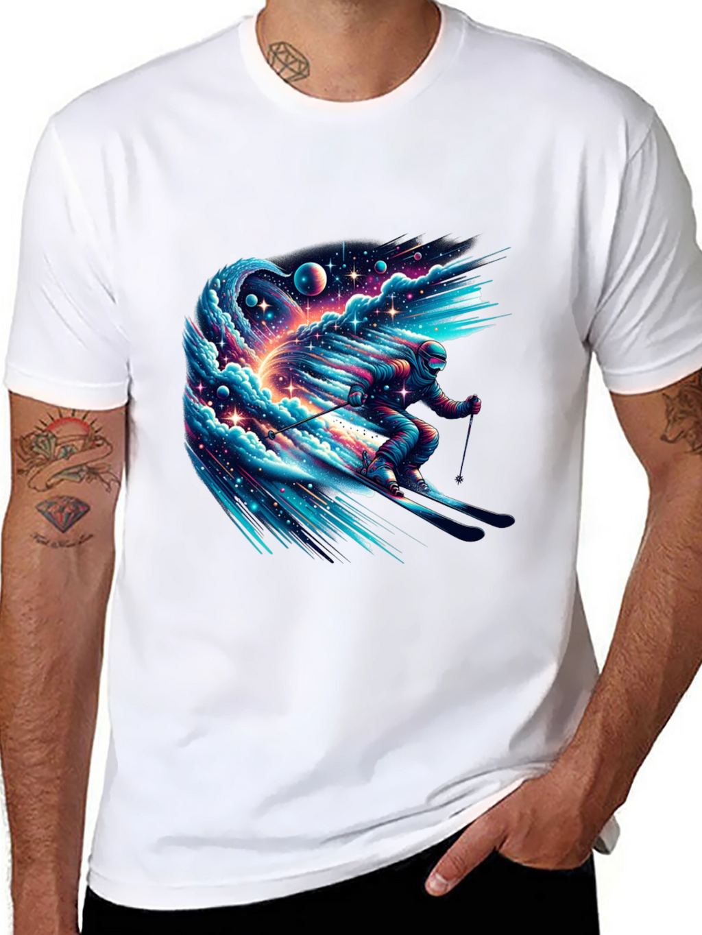 Space Skier Graphic Tee - Mens Black T-Shirt