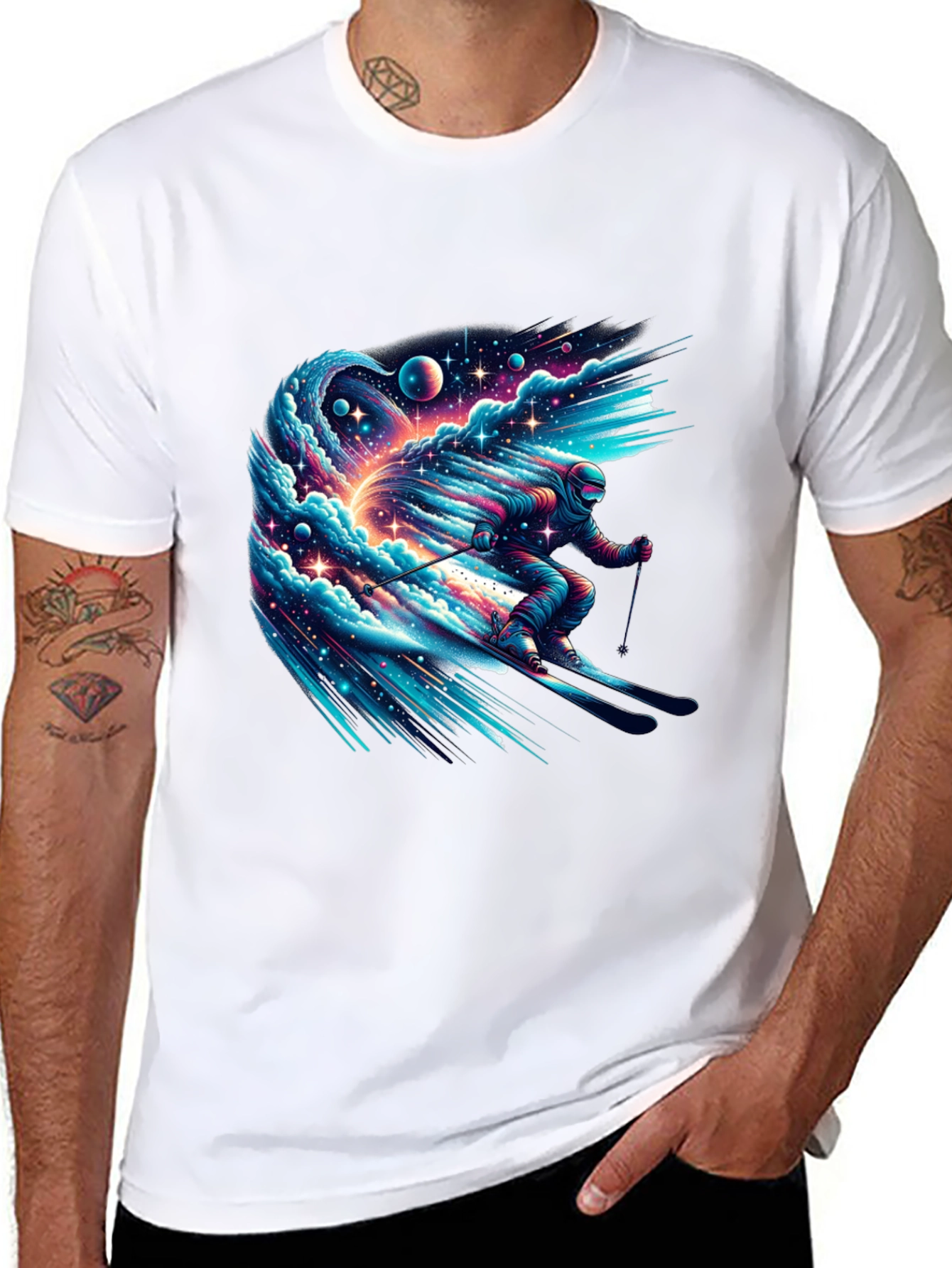 Space Skier Graphic Tee - Mens Black T-Shirt