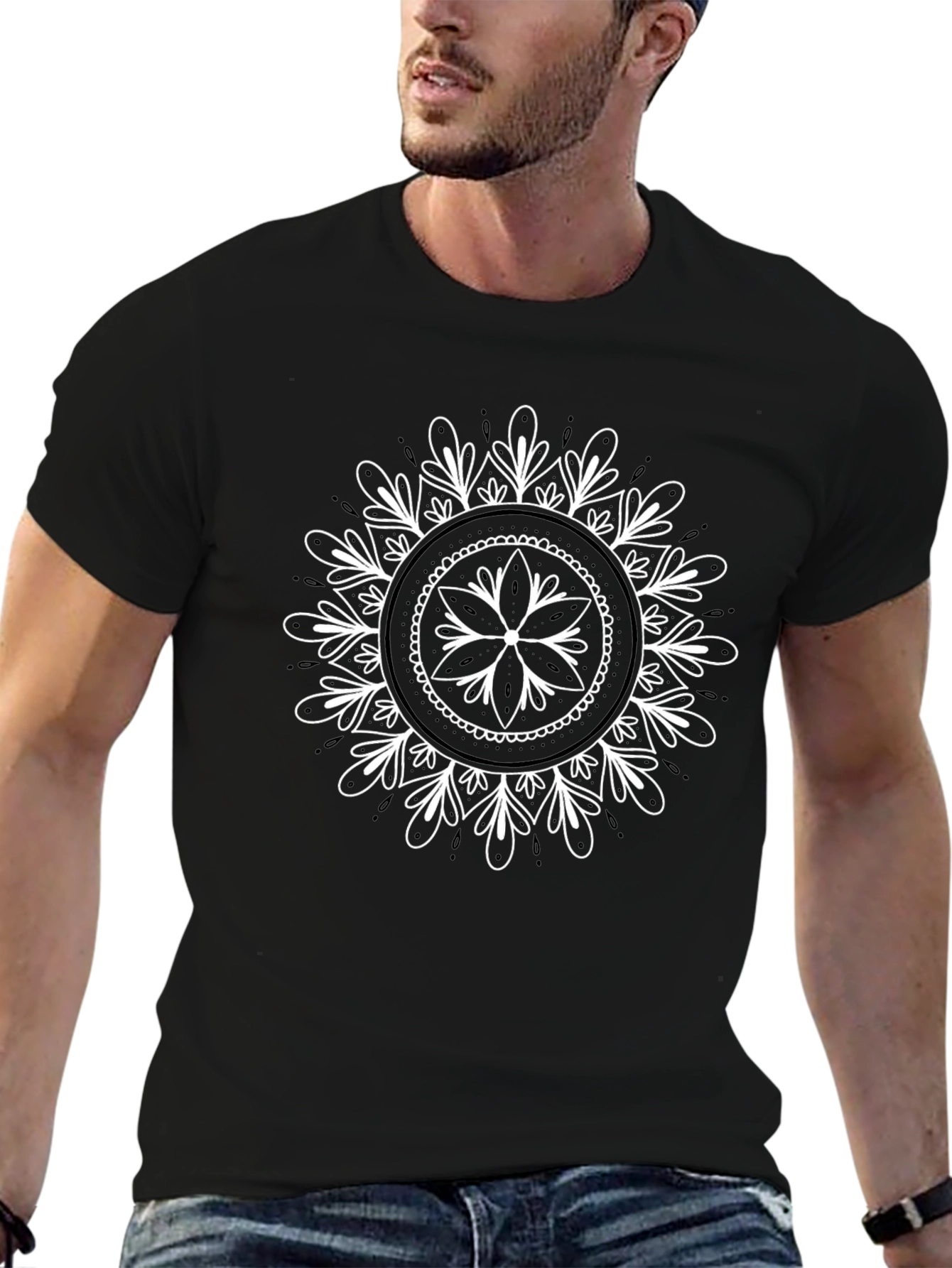 Mandala Graphic Print Crew Neck Tee