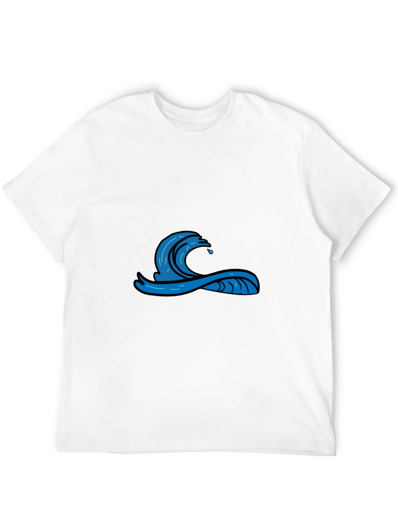 Mens Black Graphic Tee - Wave Design