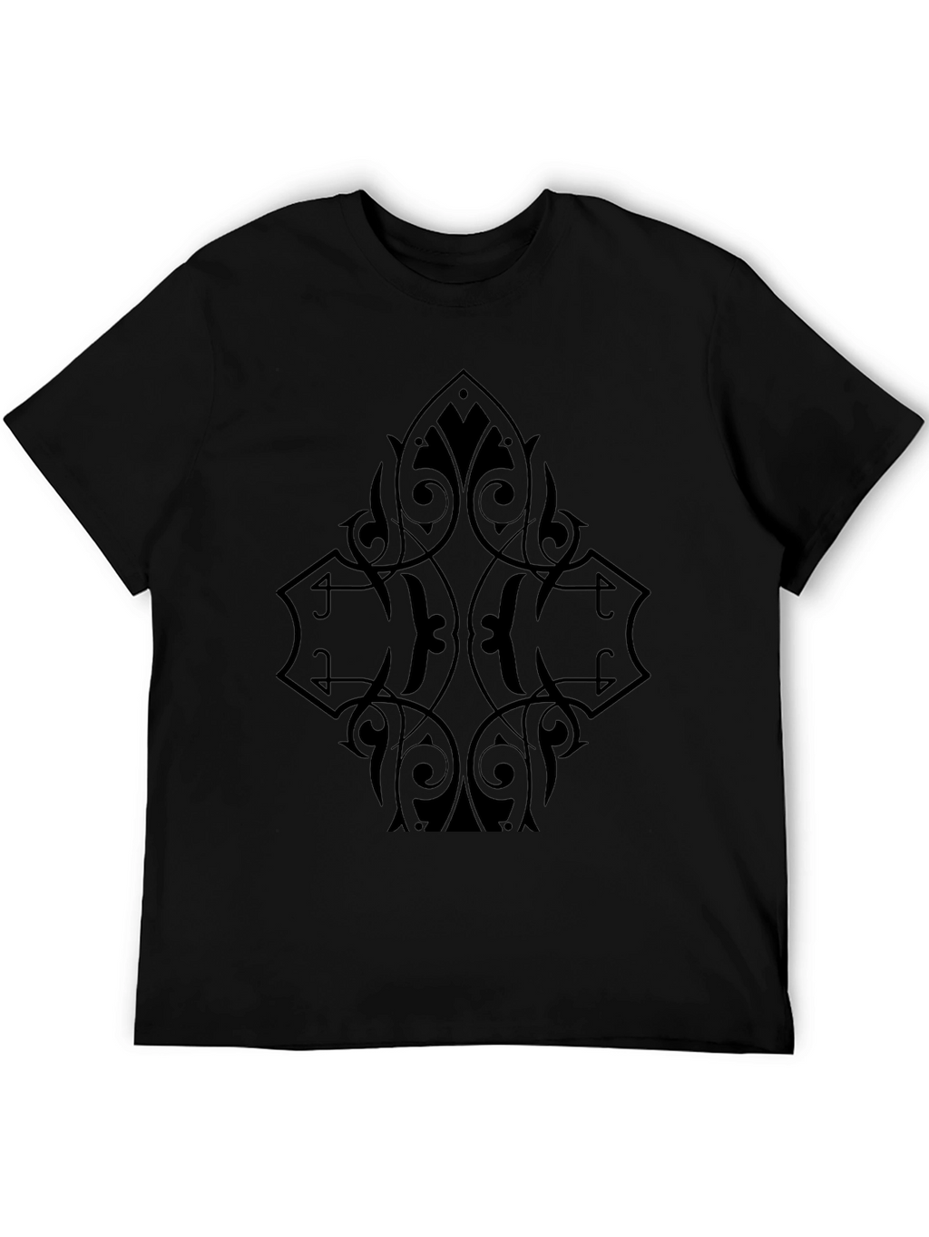 Mens Black Graphic Tee - Ornate Diamond Design