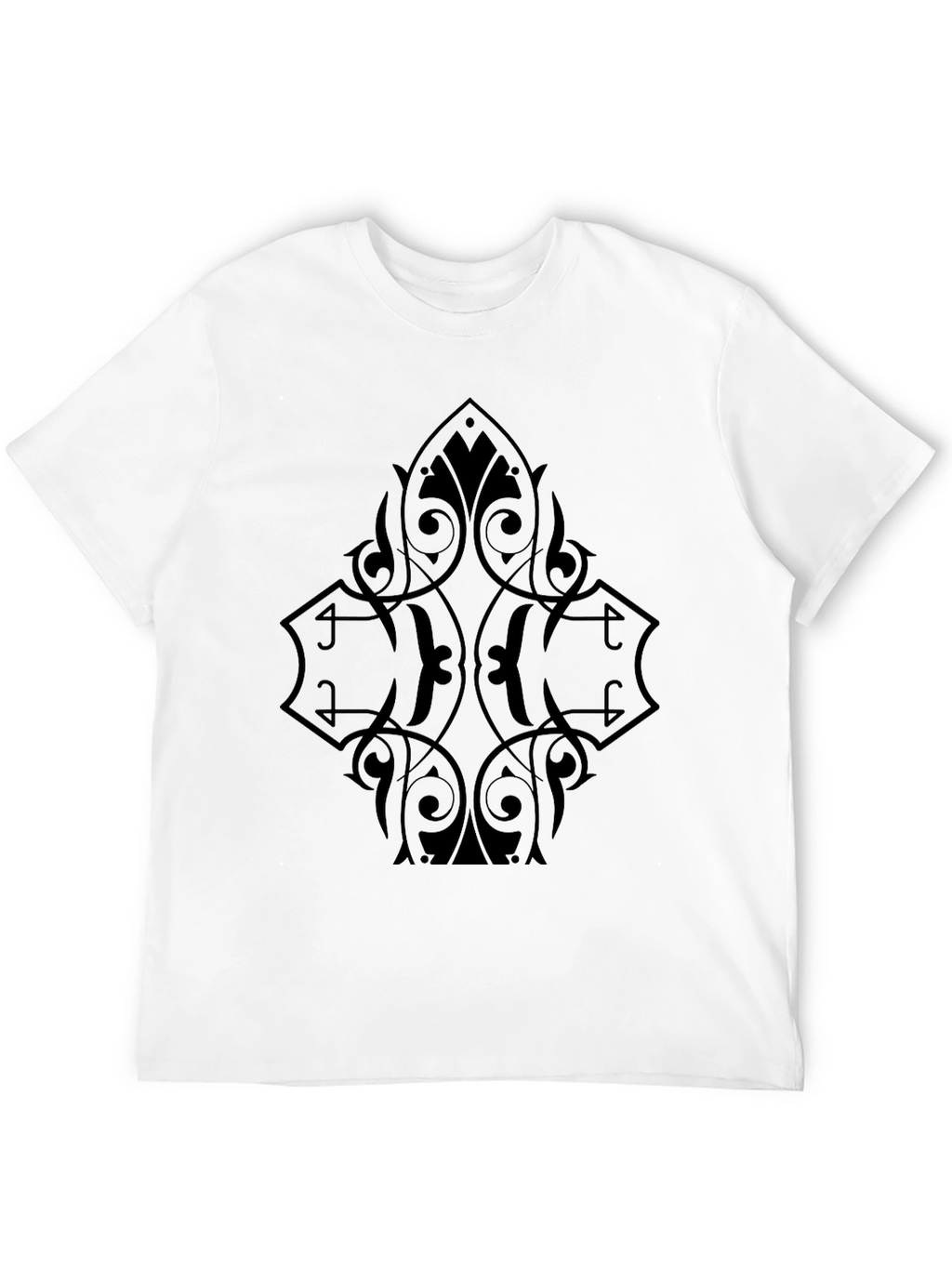 Mens Black Graphic Tee - Ornate Diamond Design
