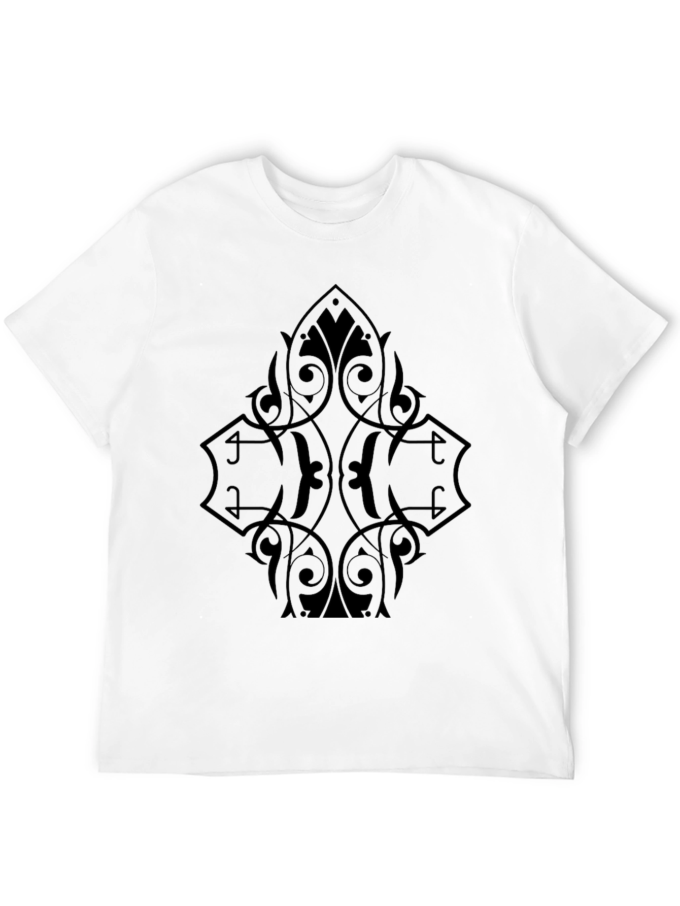 Mens Black Graphic Tee - Ornate Diamond Design