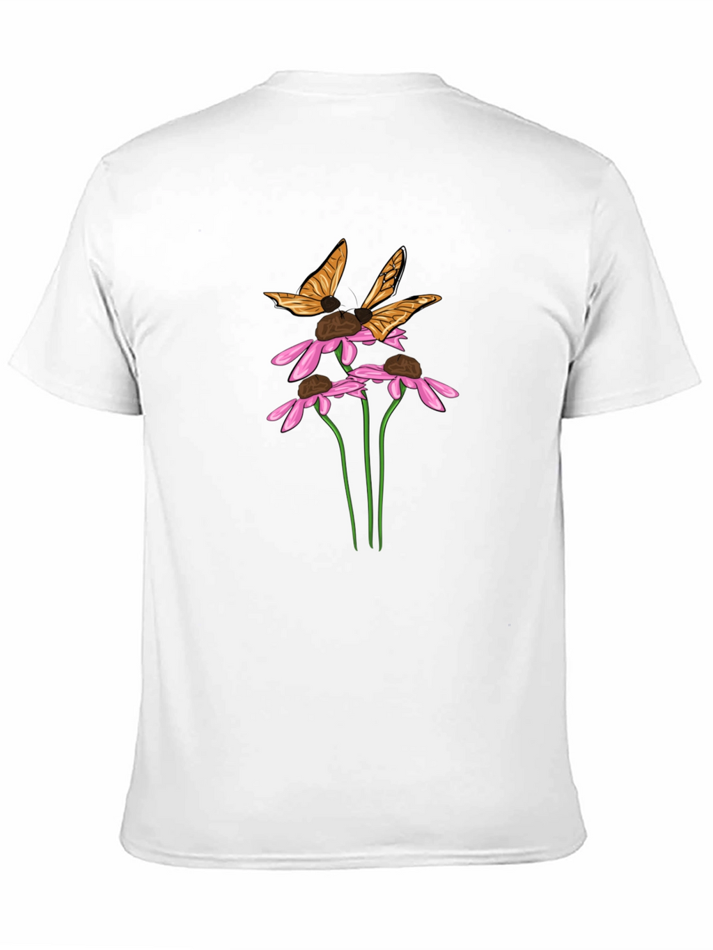 Butterfly & Flower Graphic Black T-Shirt