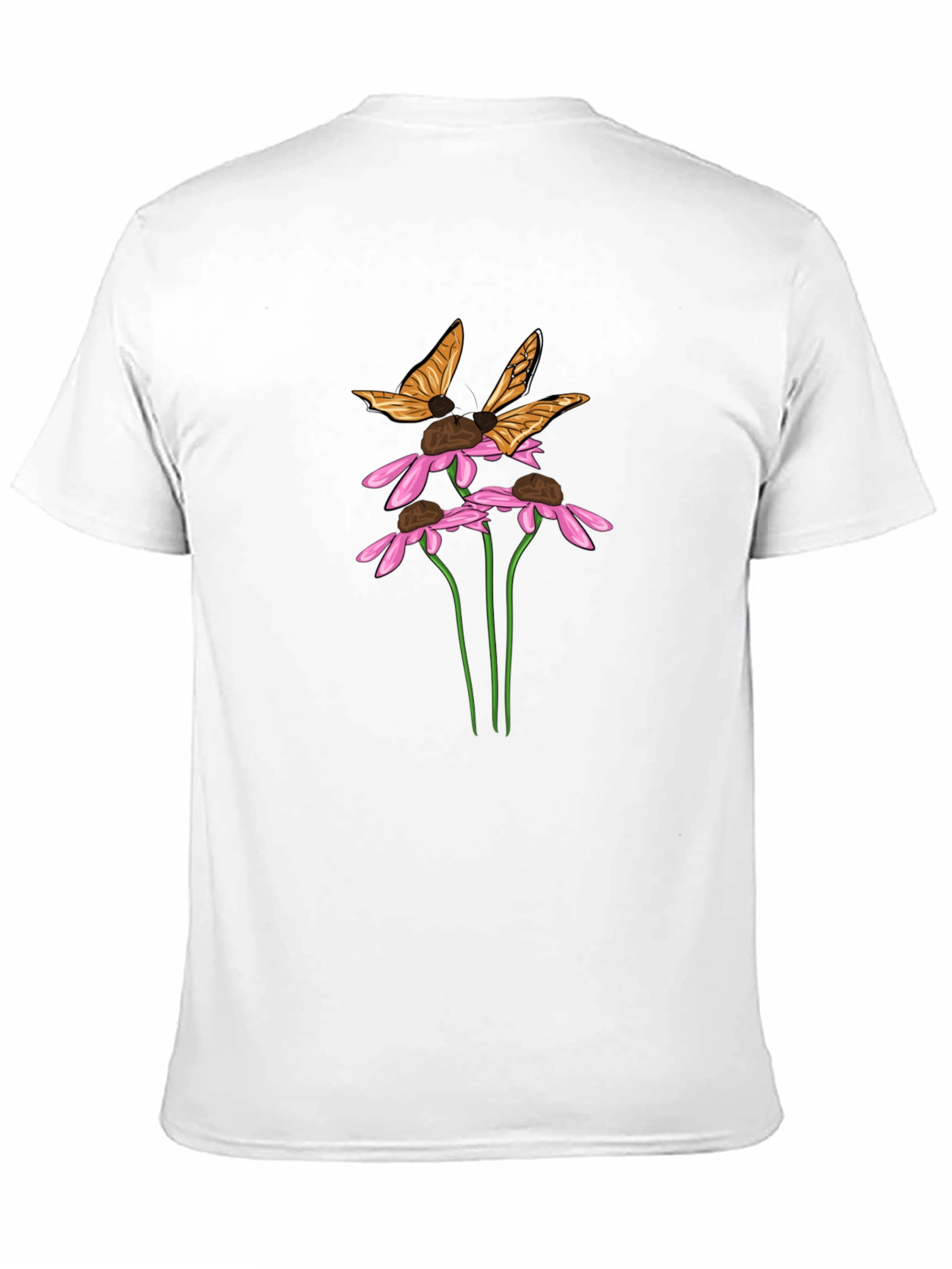 Butterfly & Flower Graphic Black T-Shirt