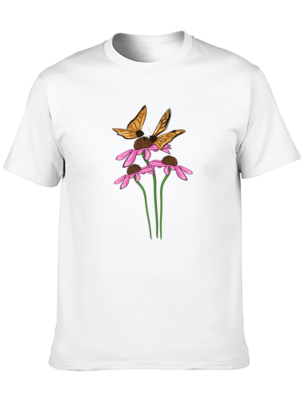 Butterfly & Flower Graphic Black T-Shirt