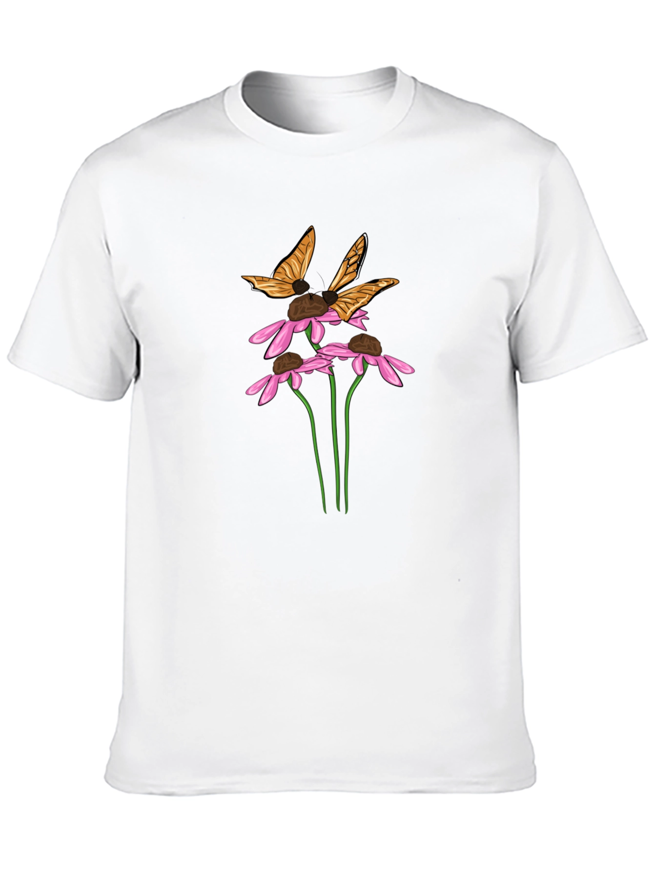 Butterfly & Flower Graphic Black T-Shirt