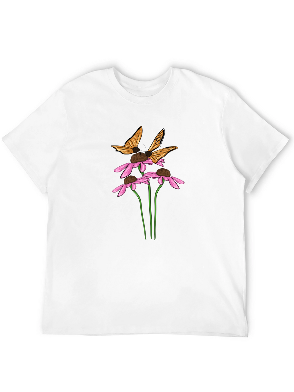 Butterfly & Flower Graphic Black T-Shirt