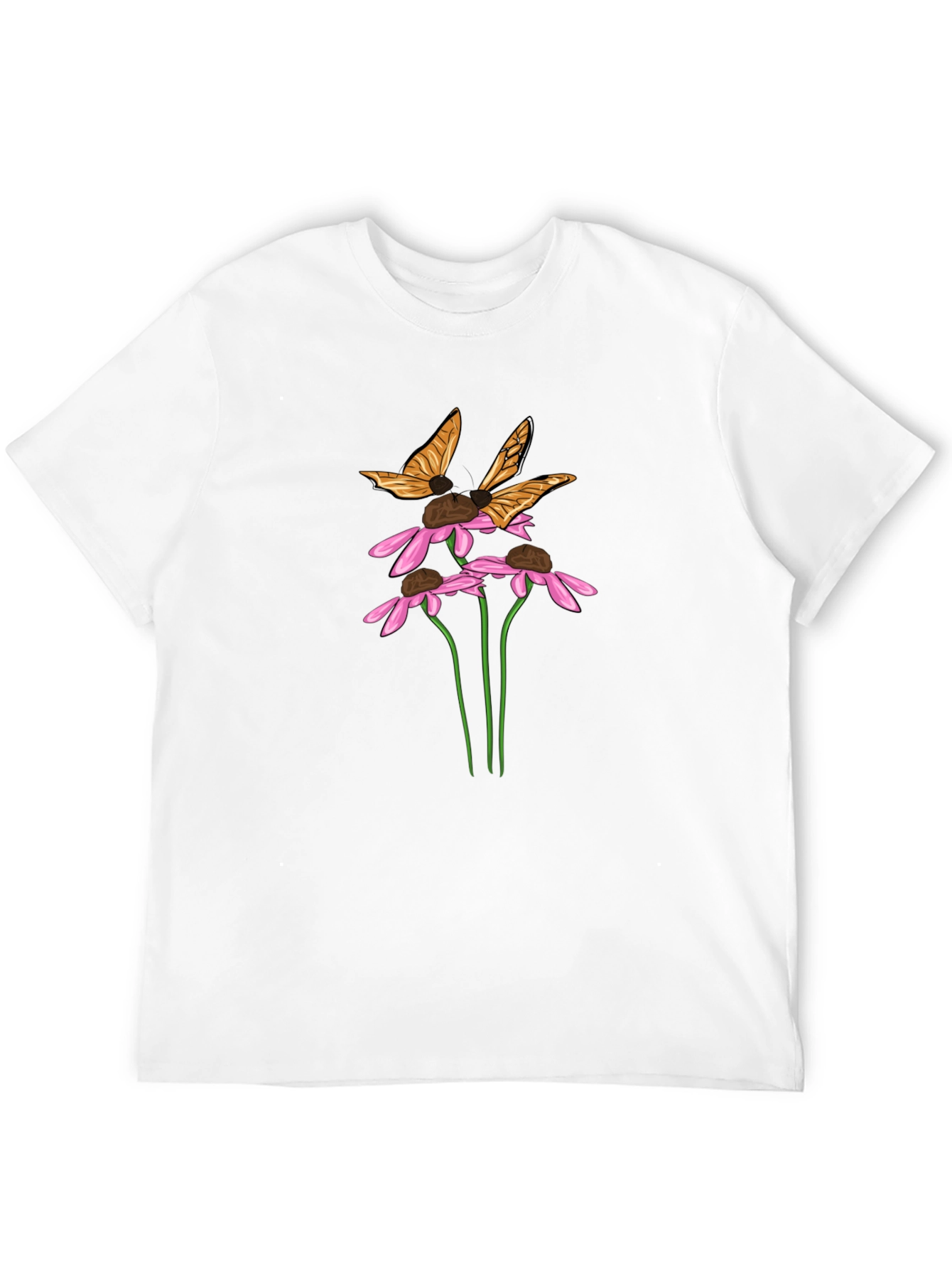 Butterfly & Flower Graphic Black T-Shirt