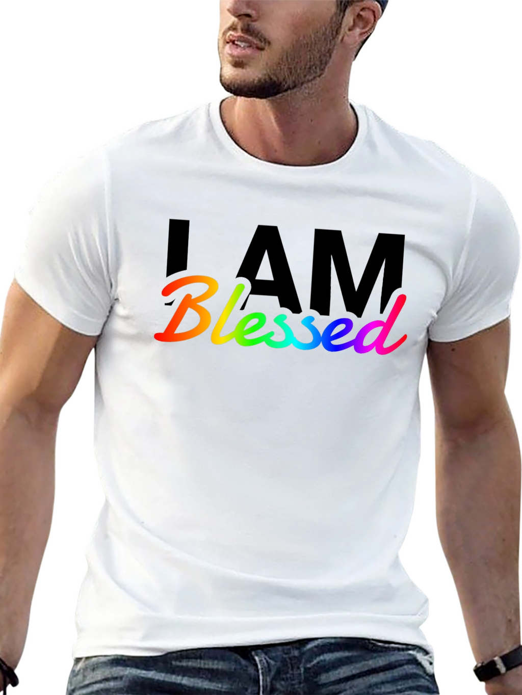 I Am Blessed Rainbow Graphic T-Shirt