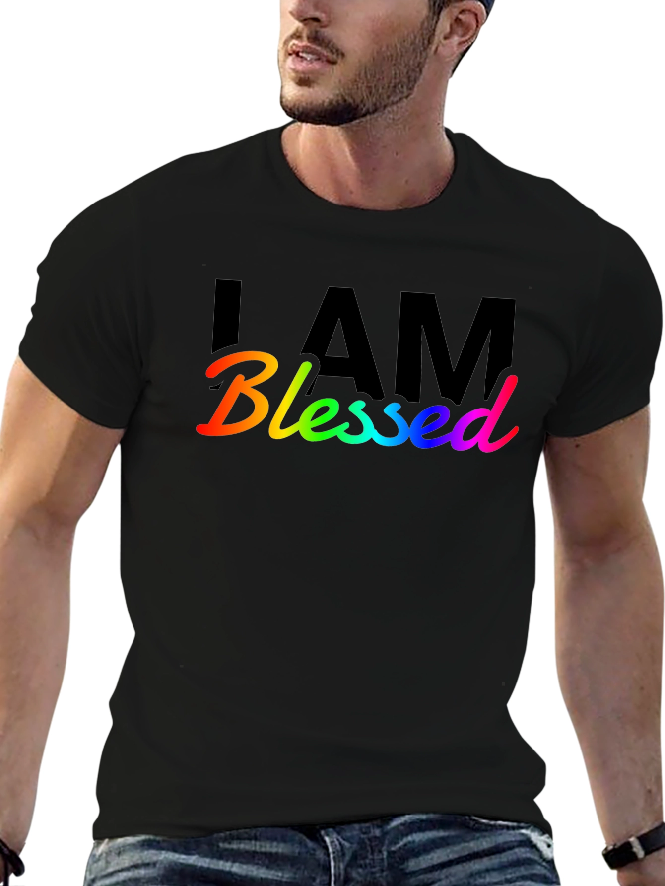 I Am Blessed Rainbow Graphic T-Shirt