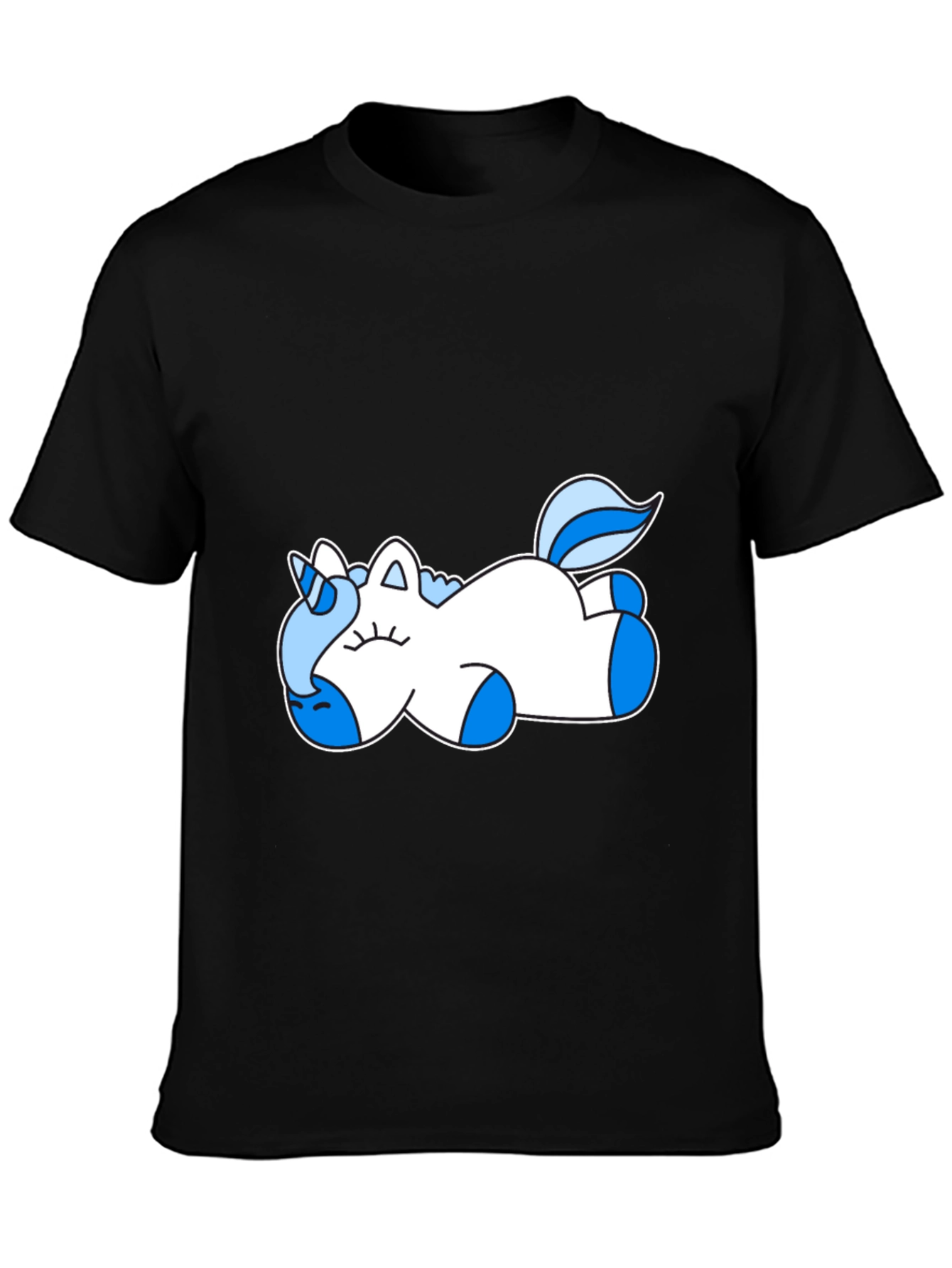 Sleeping Unicorn Graphic Tee - Black Cotton Shirt