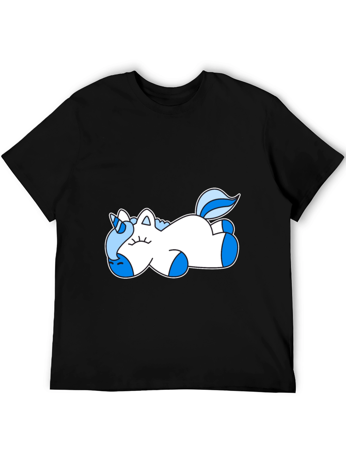 Sleeping Unicorn Graphic Tee - Black Cotton Shirt