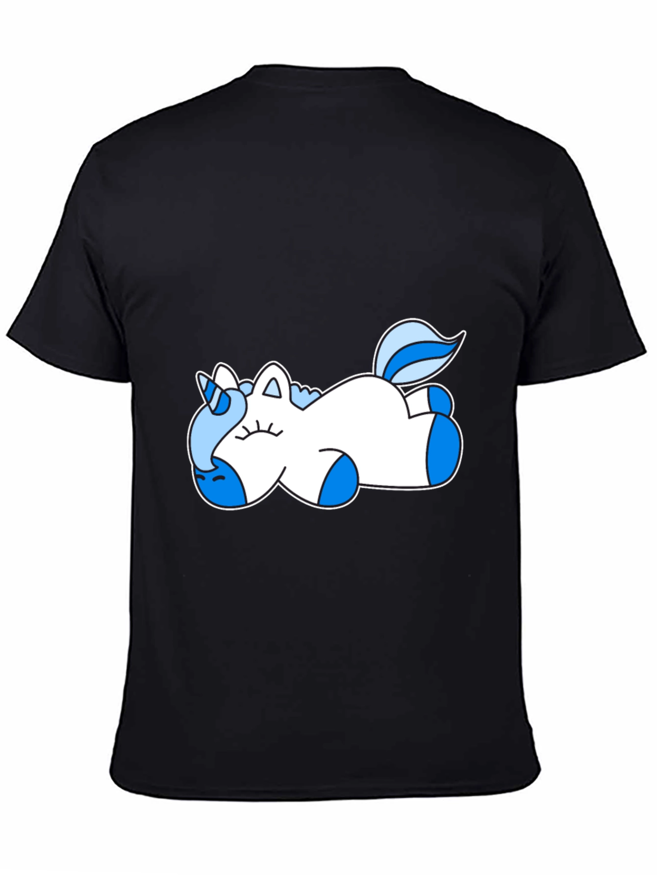 Sleeping Unicorn Graphic Tee - Black Cotton Shirt