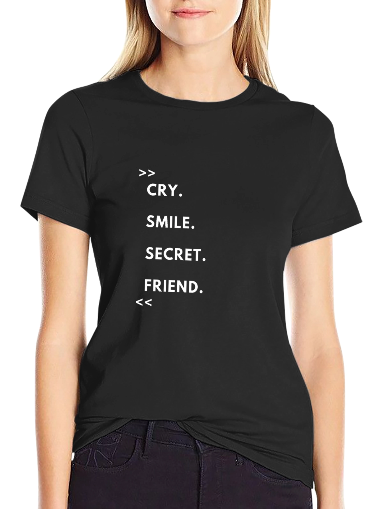 Cry Smile Secret Friend Graphic Tee - Black