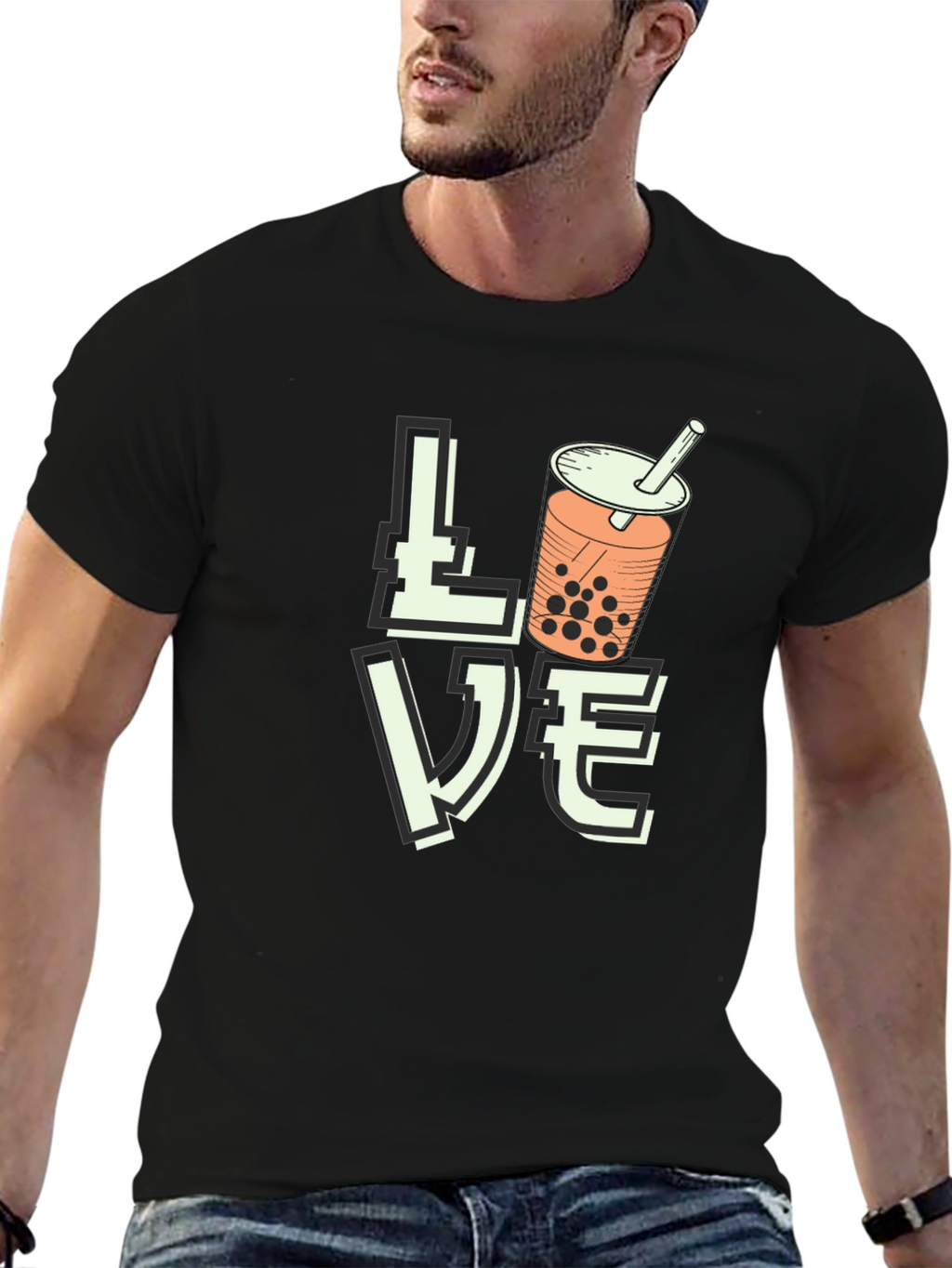 Love Bubble Tea Graphic T-Shirt - Black