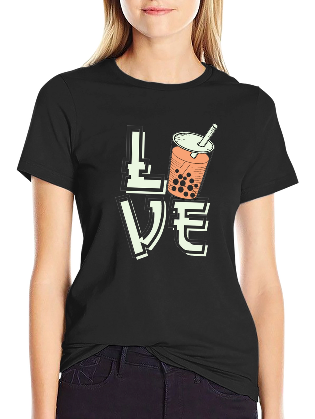 Love Bubble Tea Graphic T-Shirt - Black