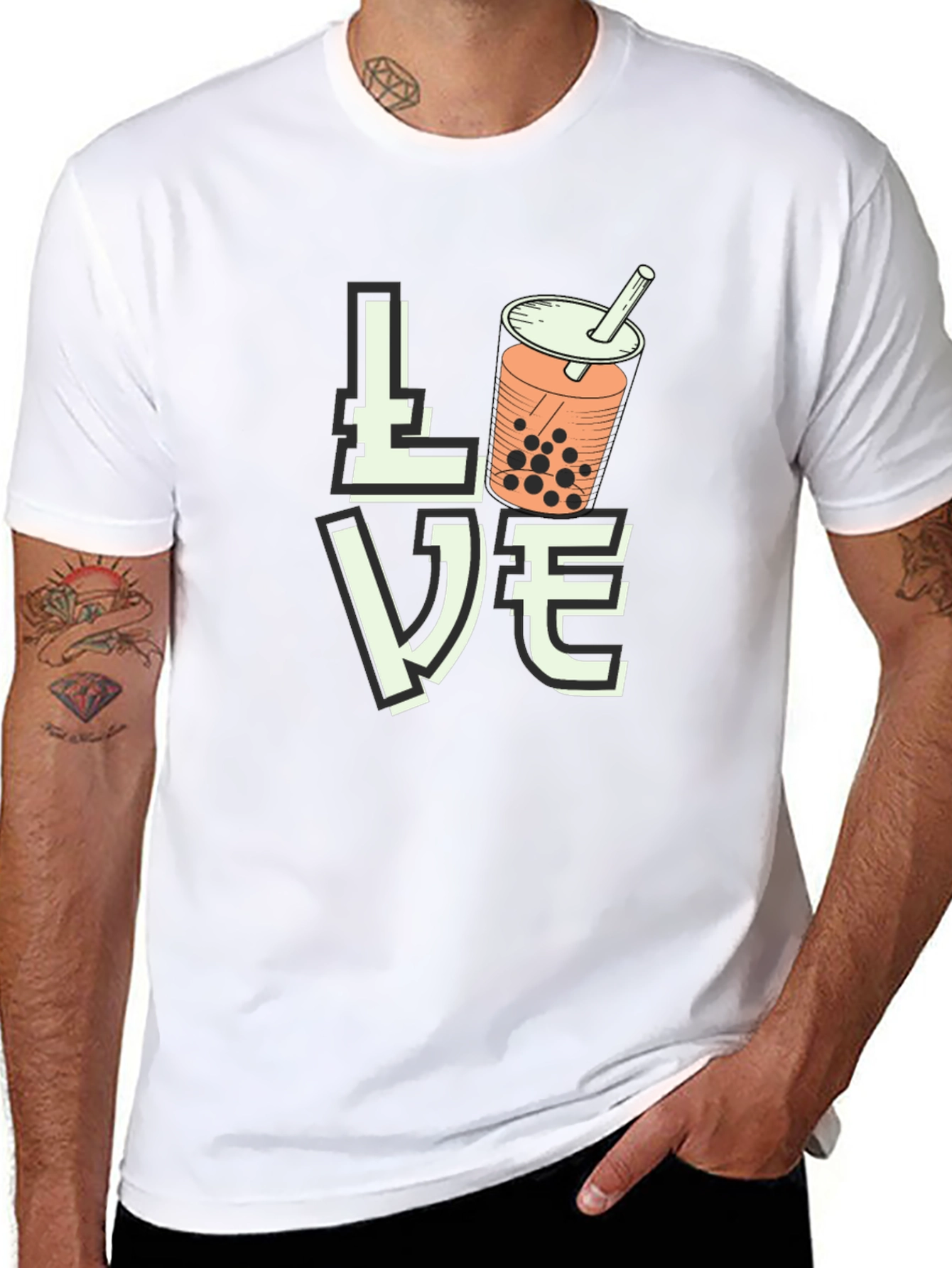 Love Bubble Tea Graphic T-Shirt - Black