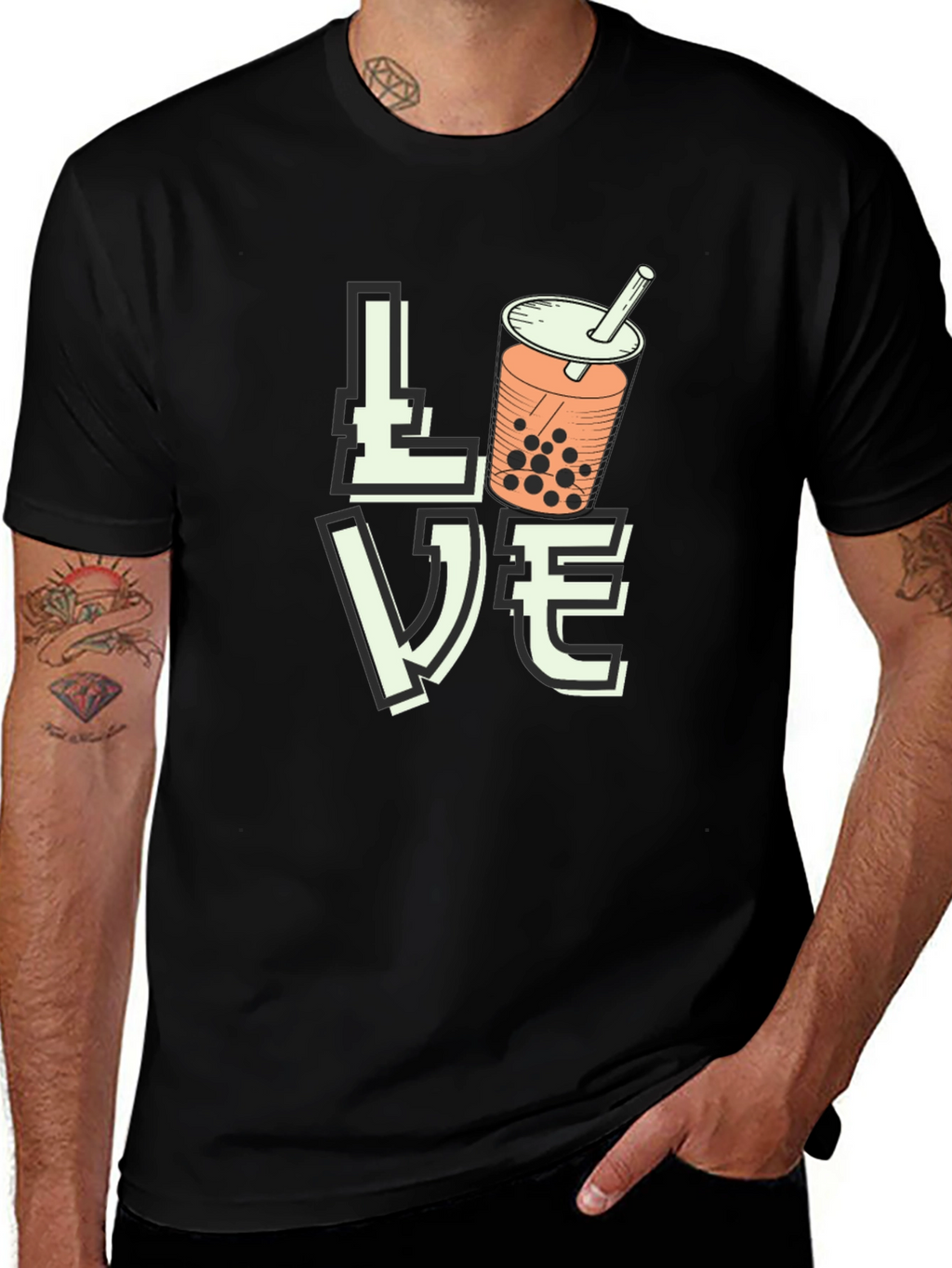 Love Bubble Tea Graphic T-Shirt - Black