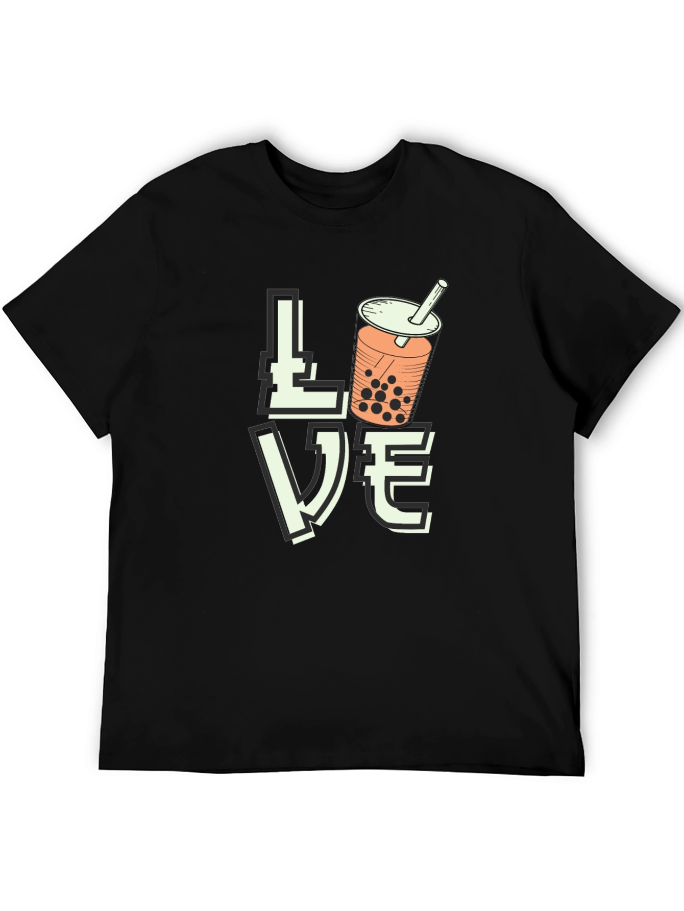 Love Bubble Tea Graphic T-Shirt - Black