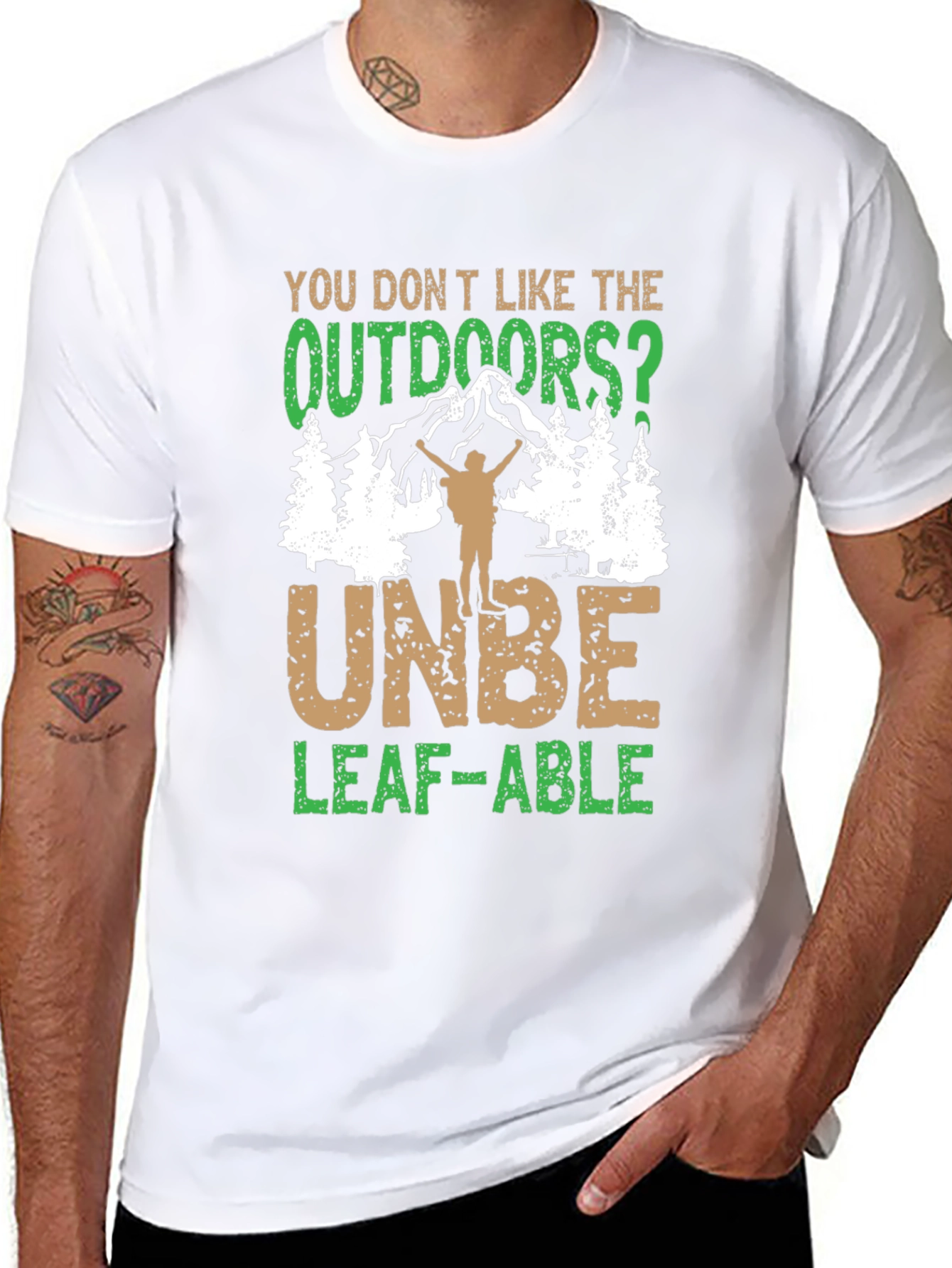 Outdoors Humor Graphic Tee - UNBE-LEAF-ABLE!