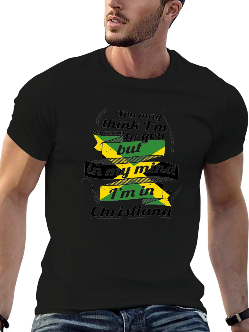 Jamaica in My Mind Mens Black T-Shirt