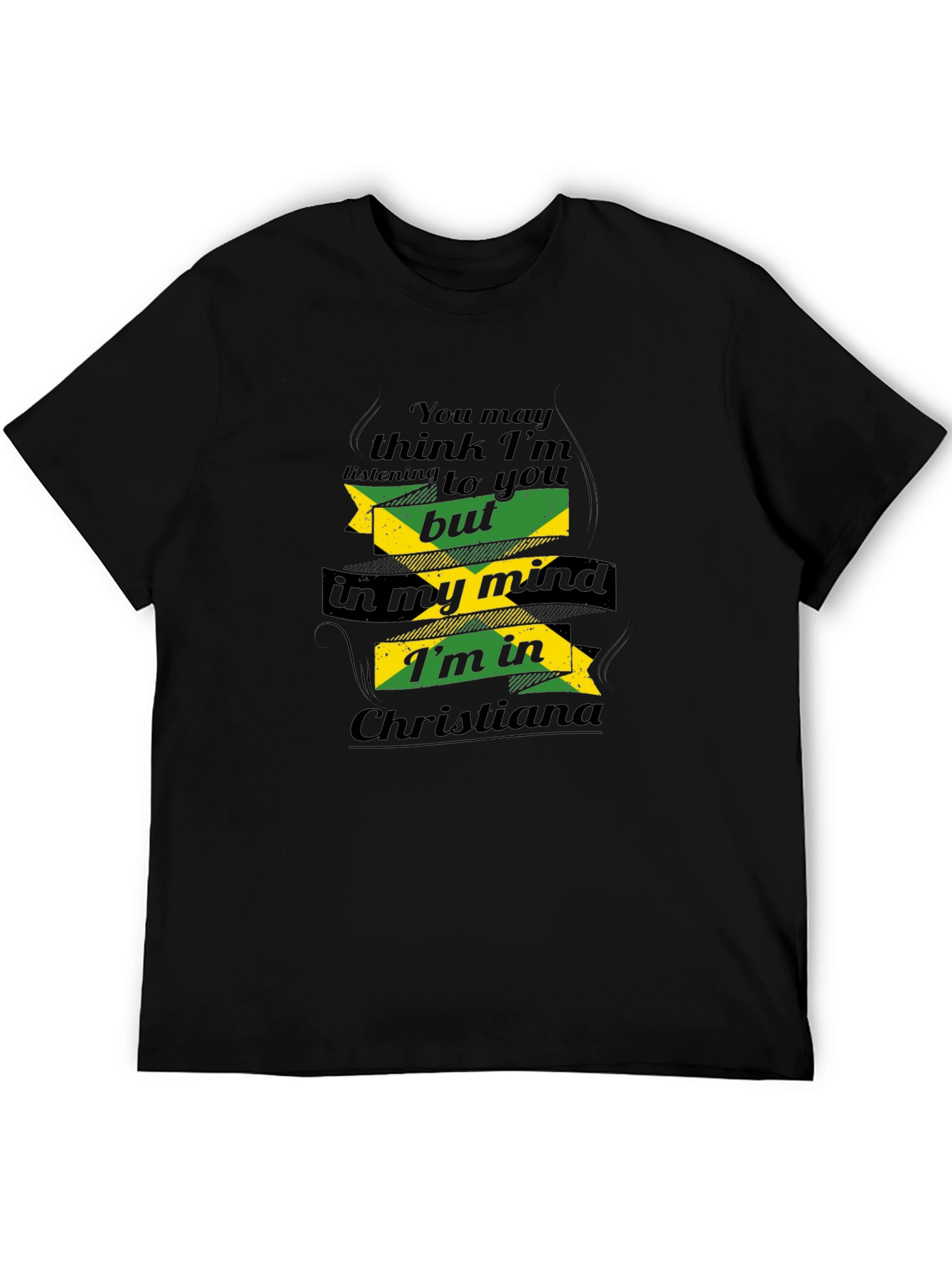 Jamaica in My Mind Mens Black T-Shirt