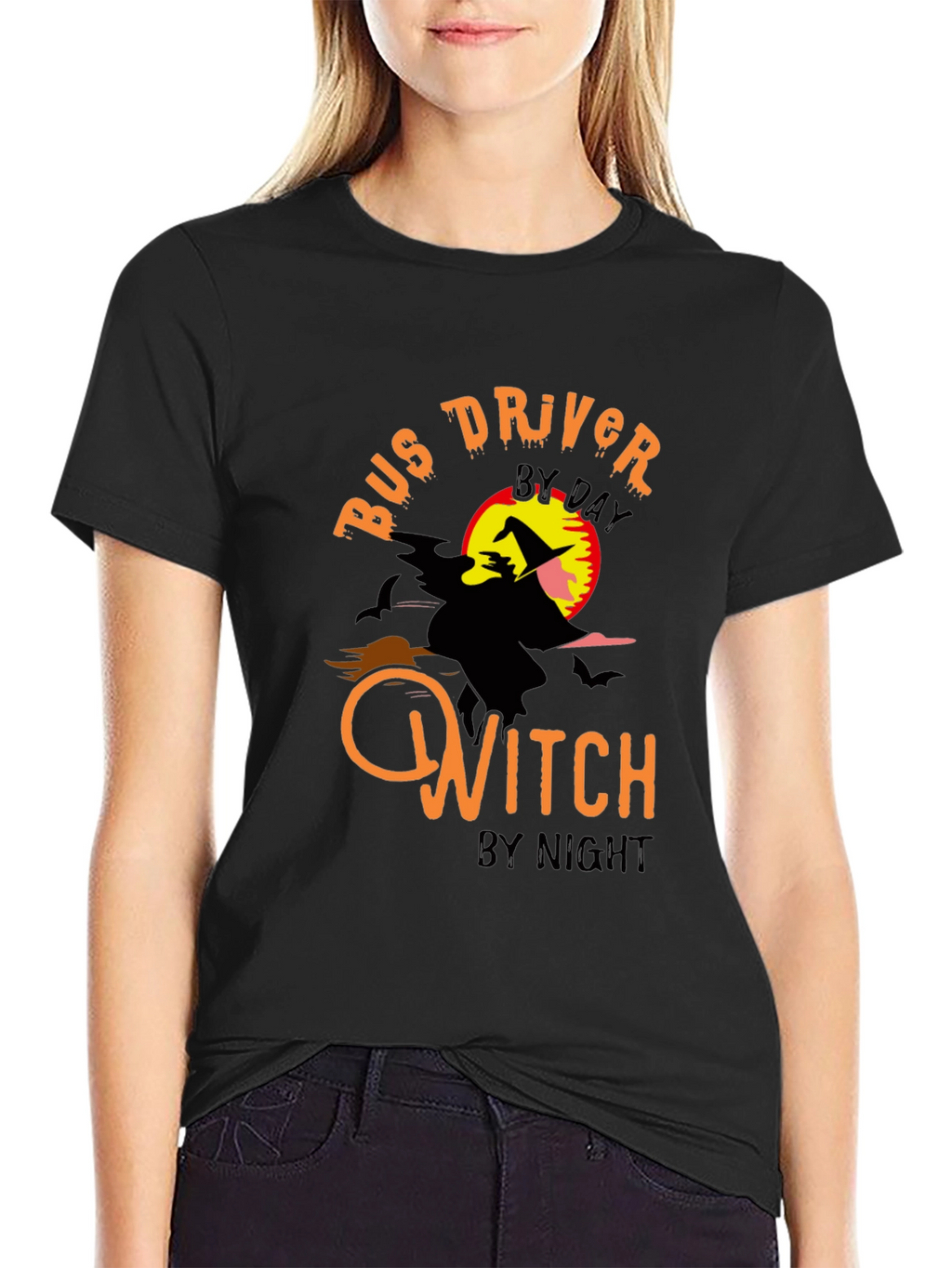 Bus Driver by Day Witch by Night Halloween T-Shirt