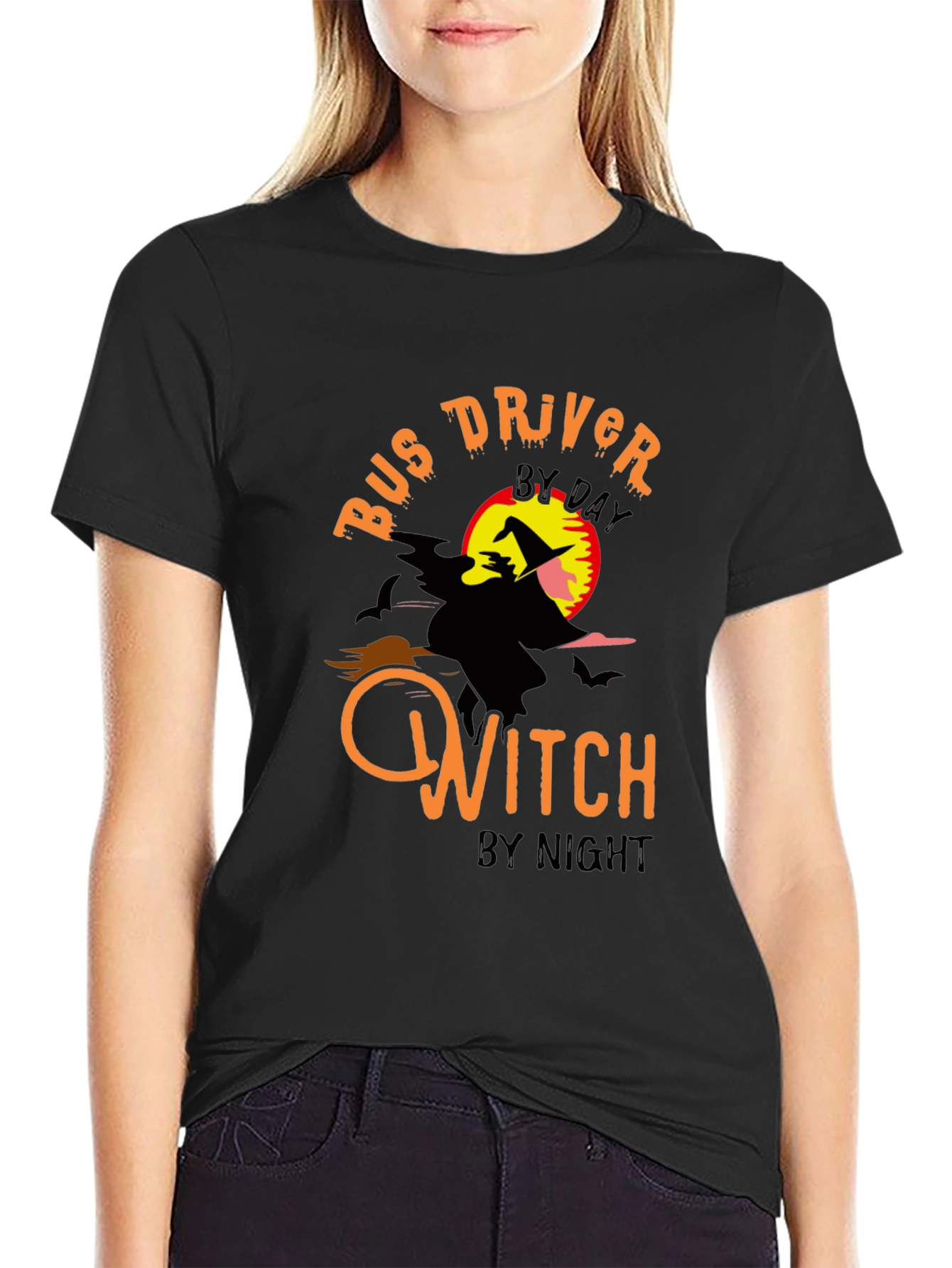 Bus Driver by Day Witch by Night Halloween T-Shirt