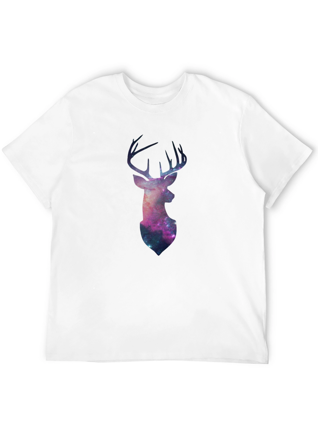 Galaxy Deer Graphic Tee - Black Casual T-Shirt