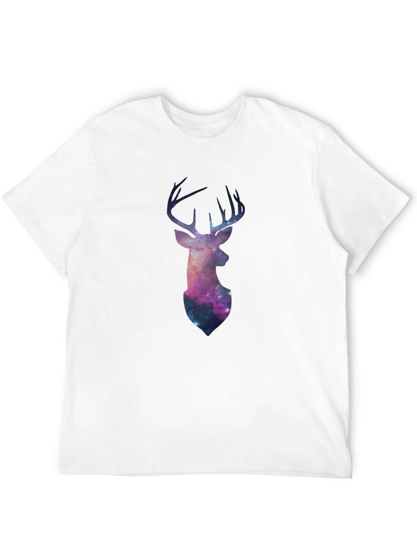 Galaxy Deer Graphic Tee - Black Casual T-Shirt