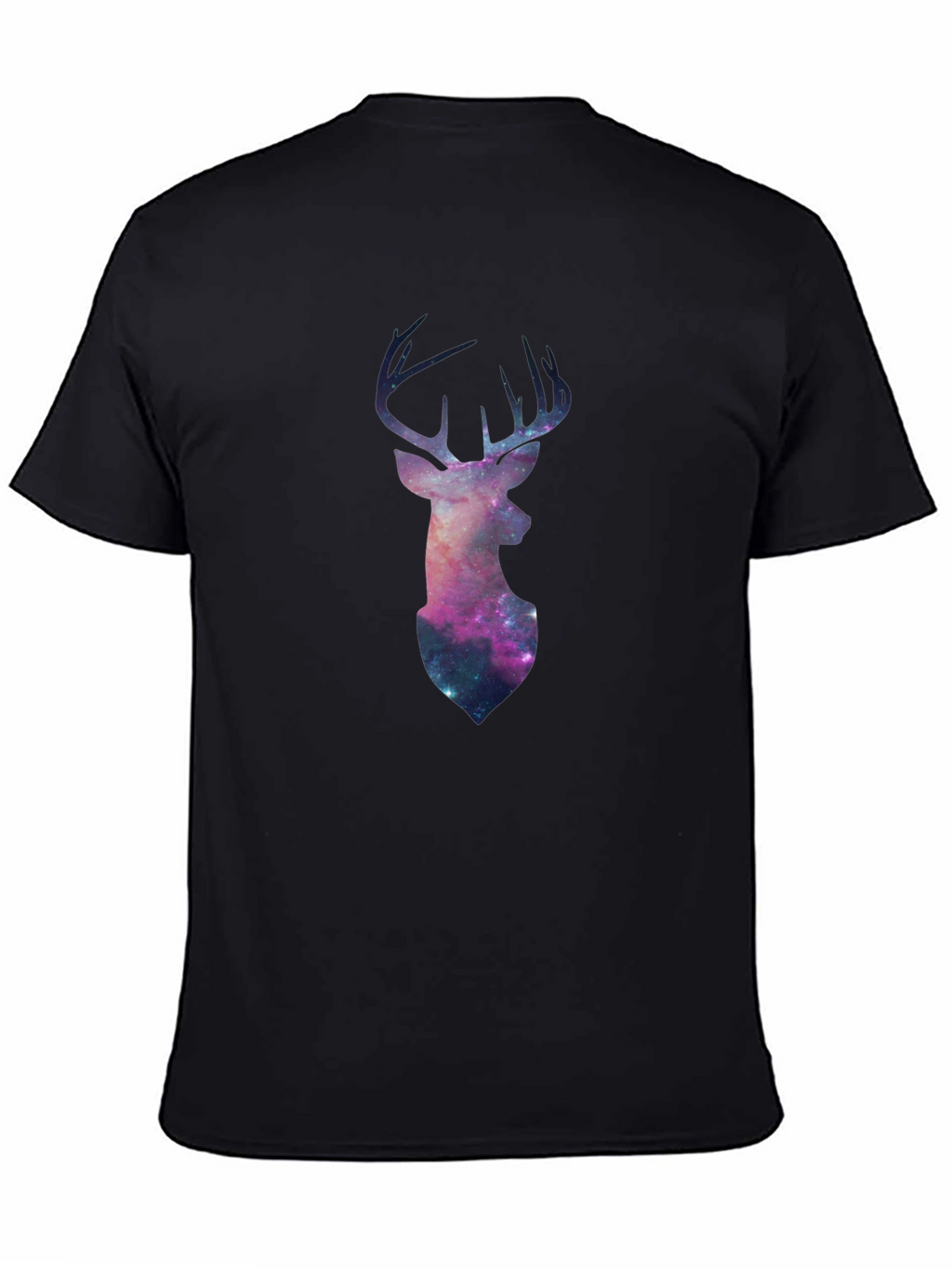 Galaxy Deer Graphic Tee - Black Casual T-Shirt