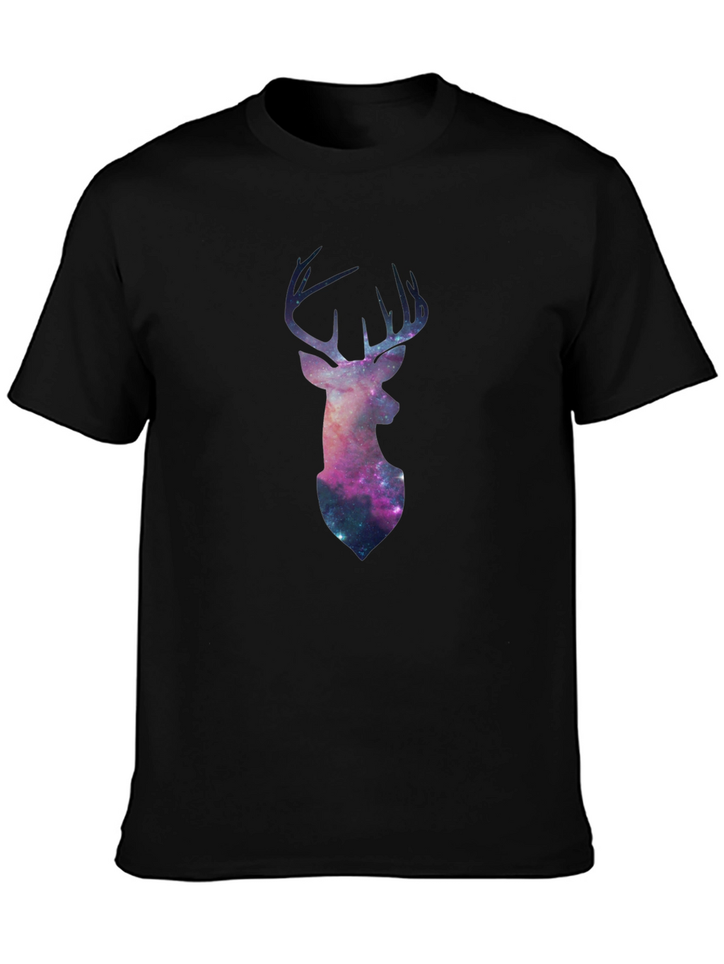 Galaxy Deer Graphic Tee - Black Casual T-Shirt