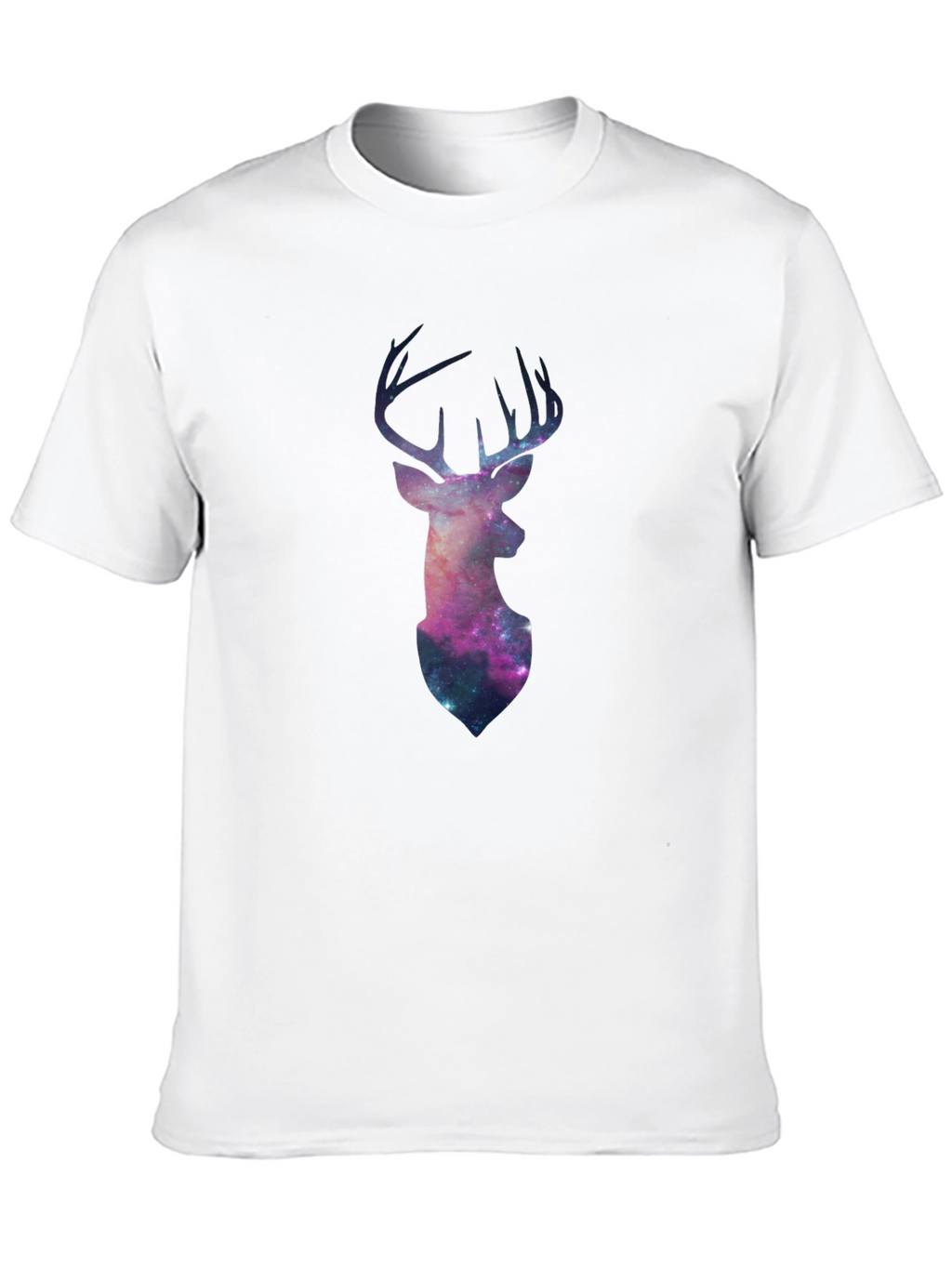 Galaxy Deer Graphic Tee - Black Casual T-Shirt