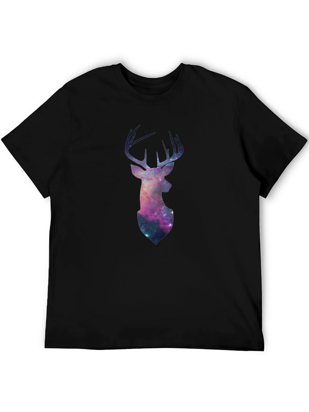 Galaxy Deer Graphic Tee - Black Casual T-Shirt