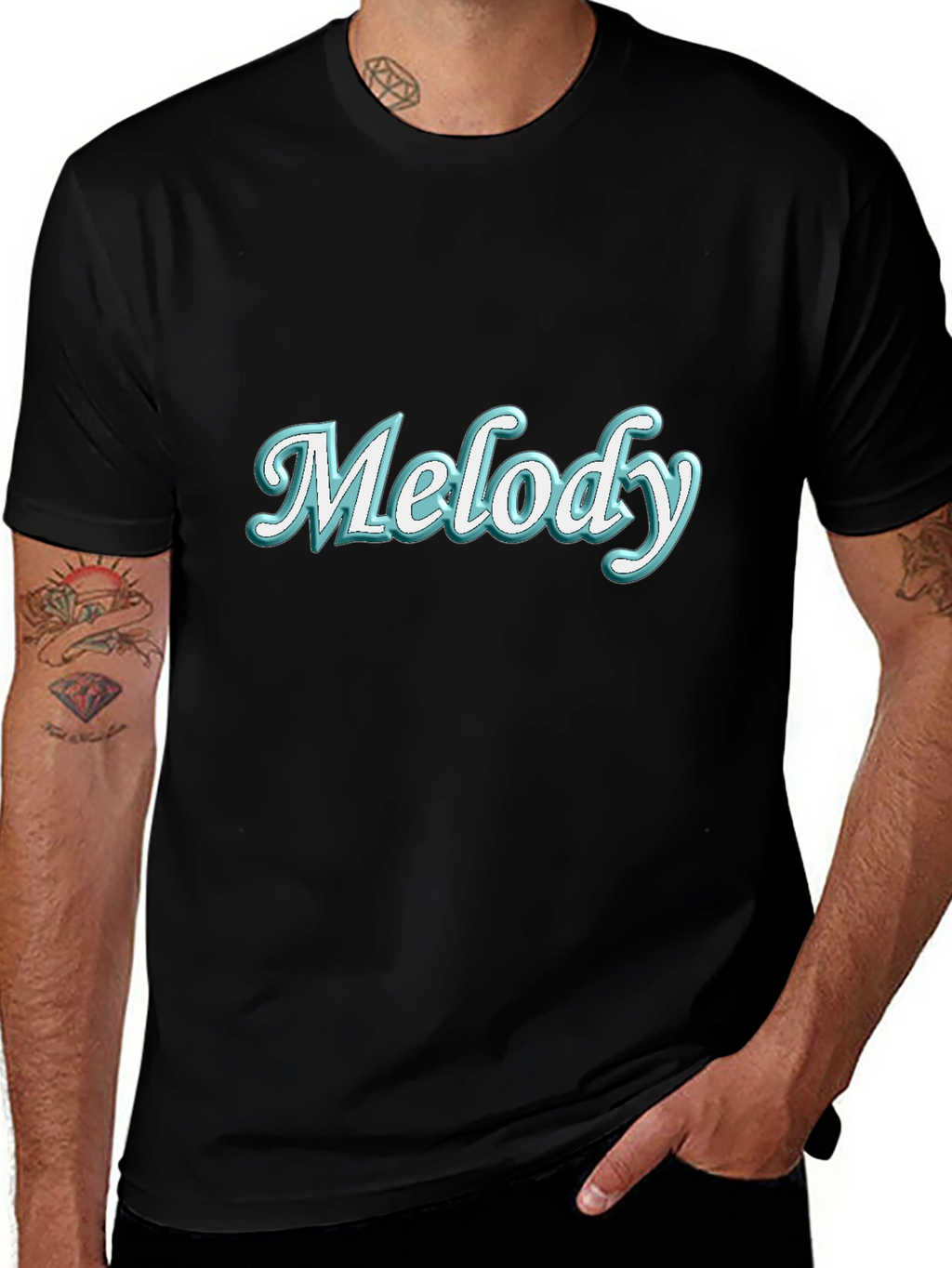 Melody Graphic Tee - Trendy Black T-Shirt