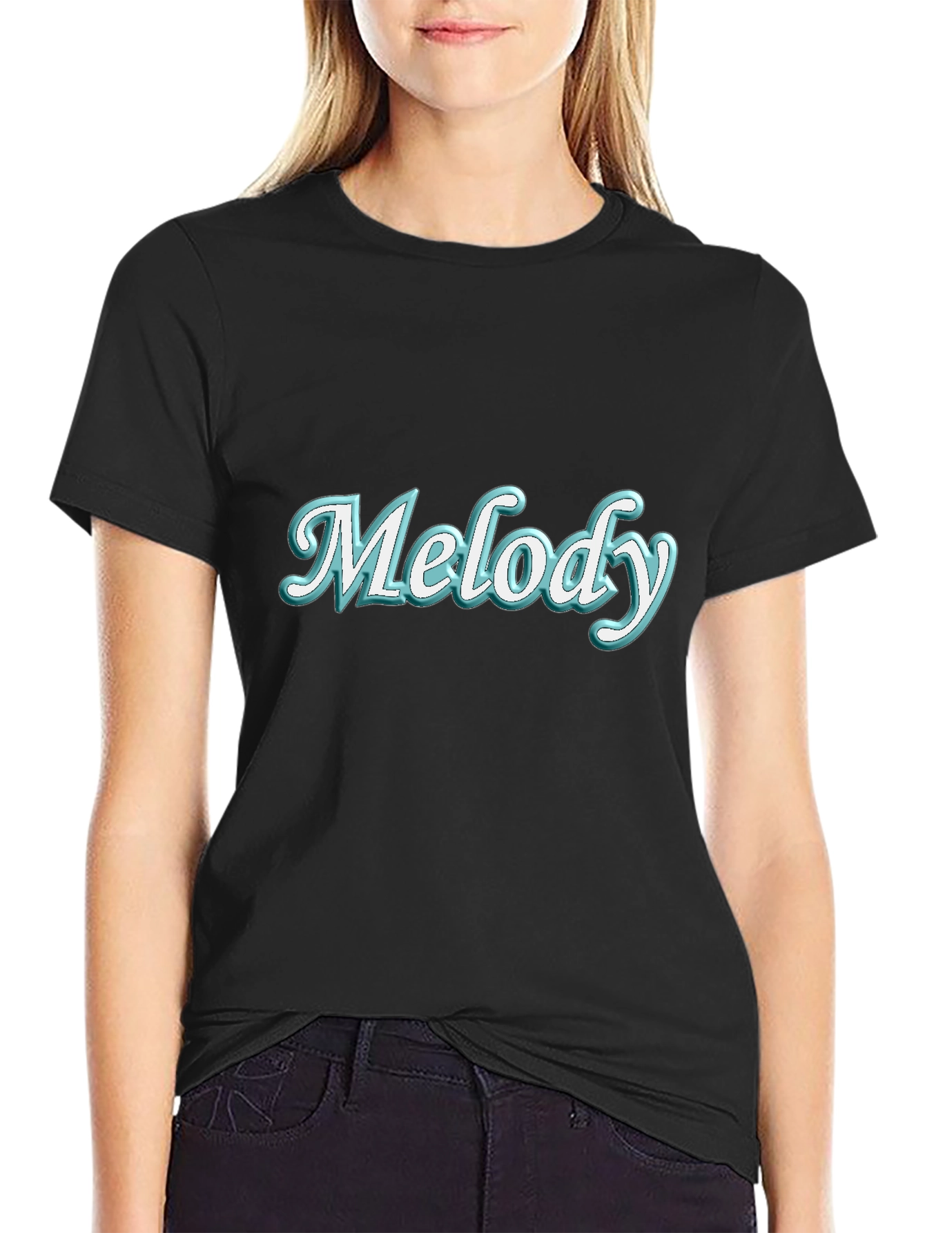 Melody Graphic Tee - Trendy Black T-Shirt