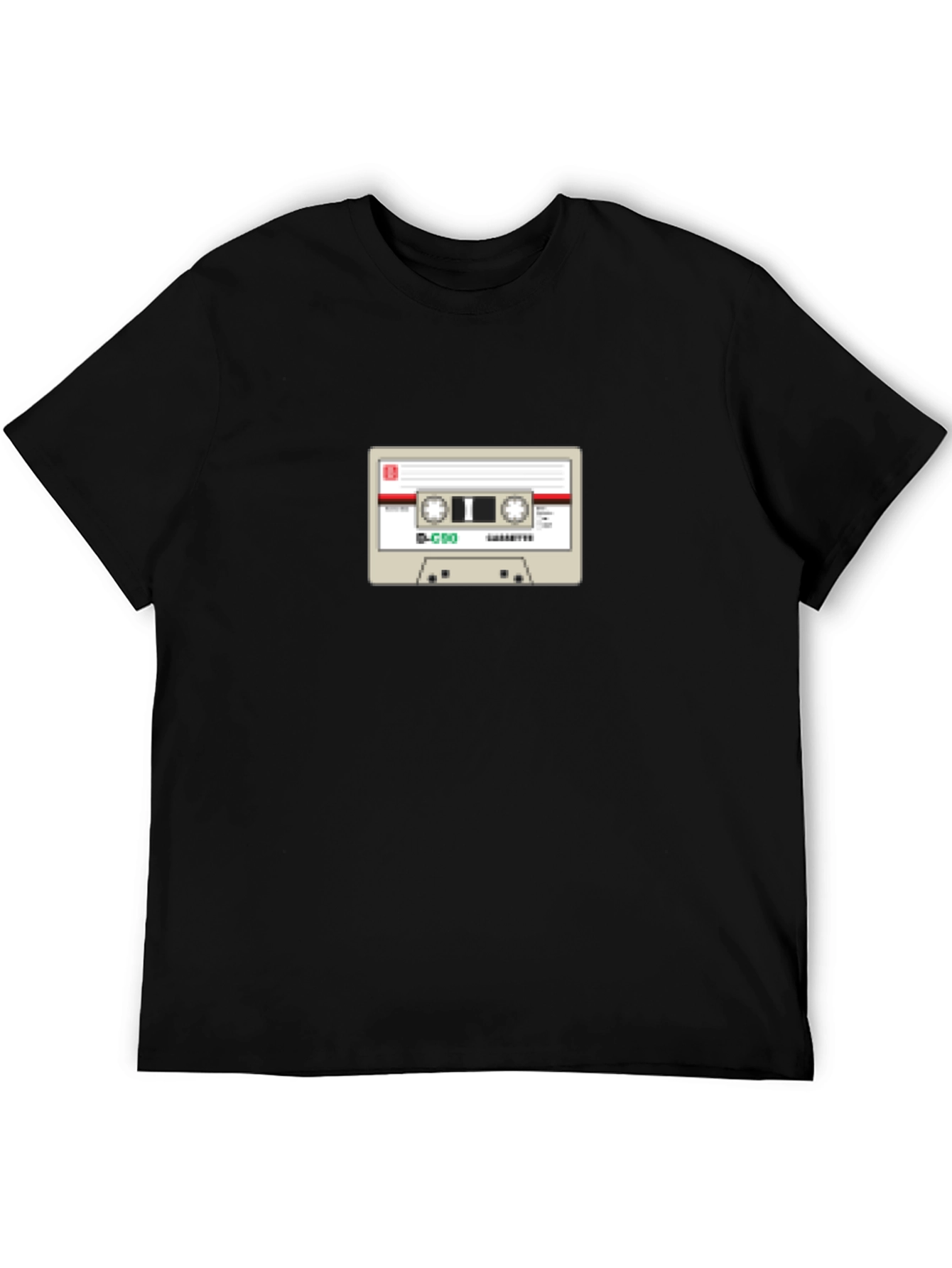 Retro Cassette Tape Graphic T-Shirt - Black Cotton Tee