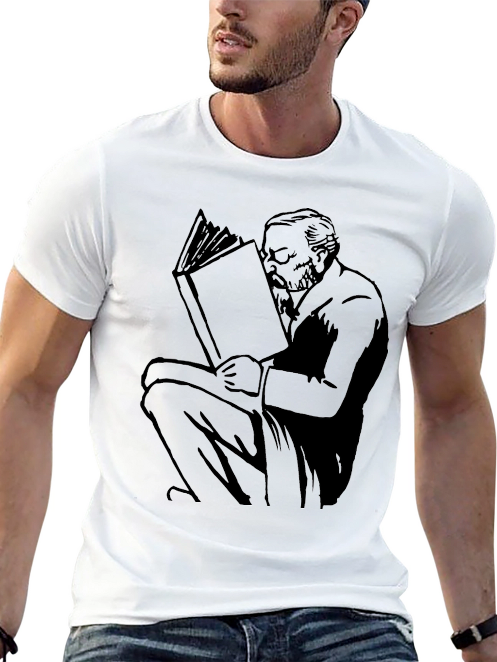 Reading Man Graphic Tee - Unisex Black T-Shirt