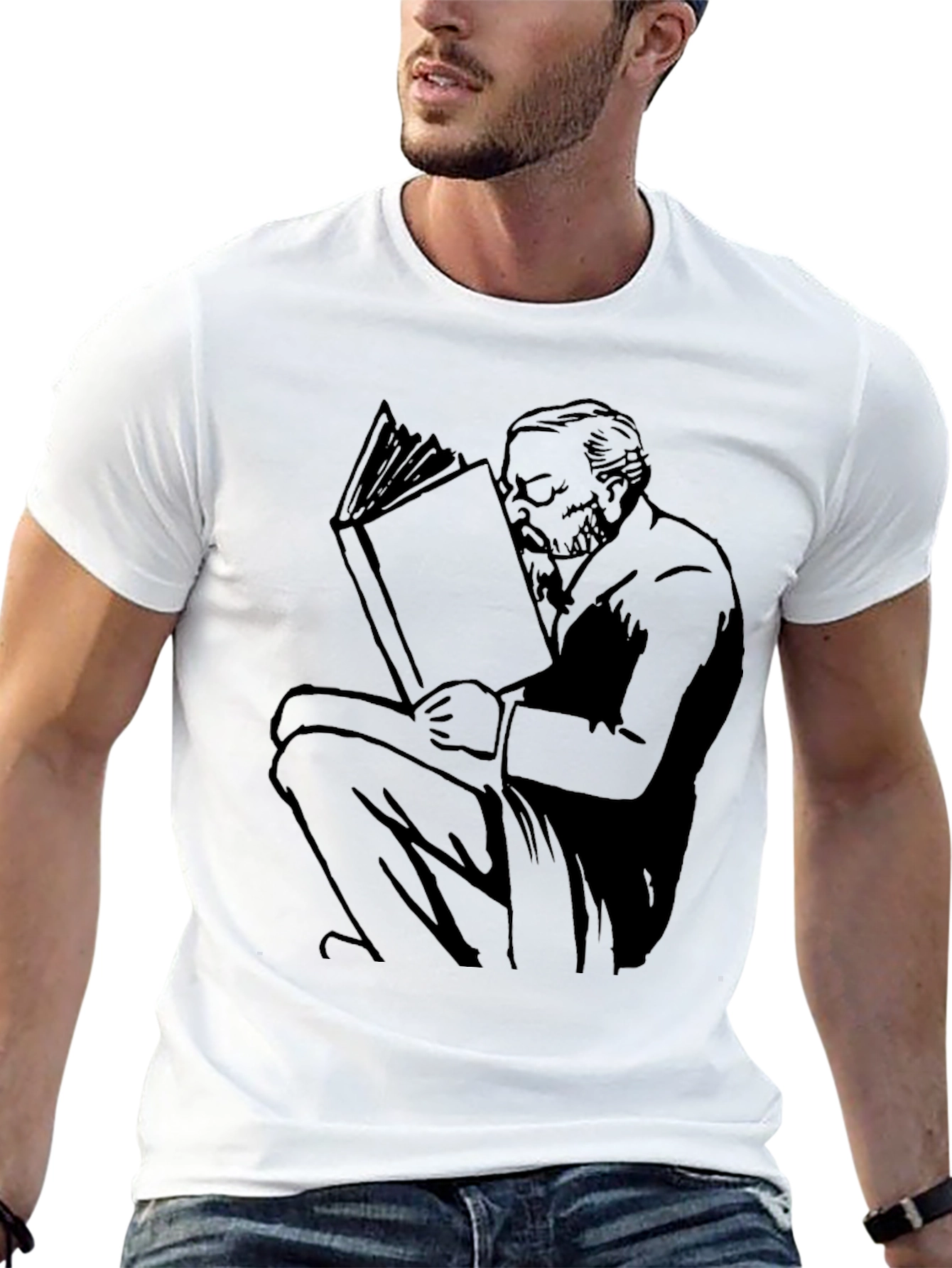 Reading Man Graphic Tee - Unisex Black T-Shirt