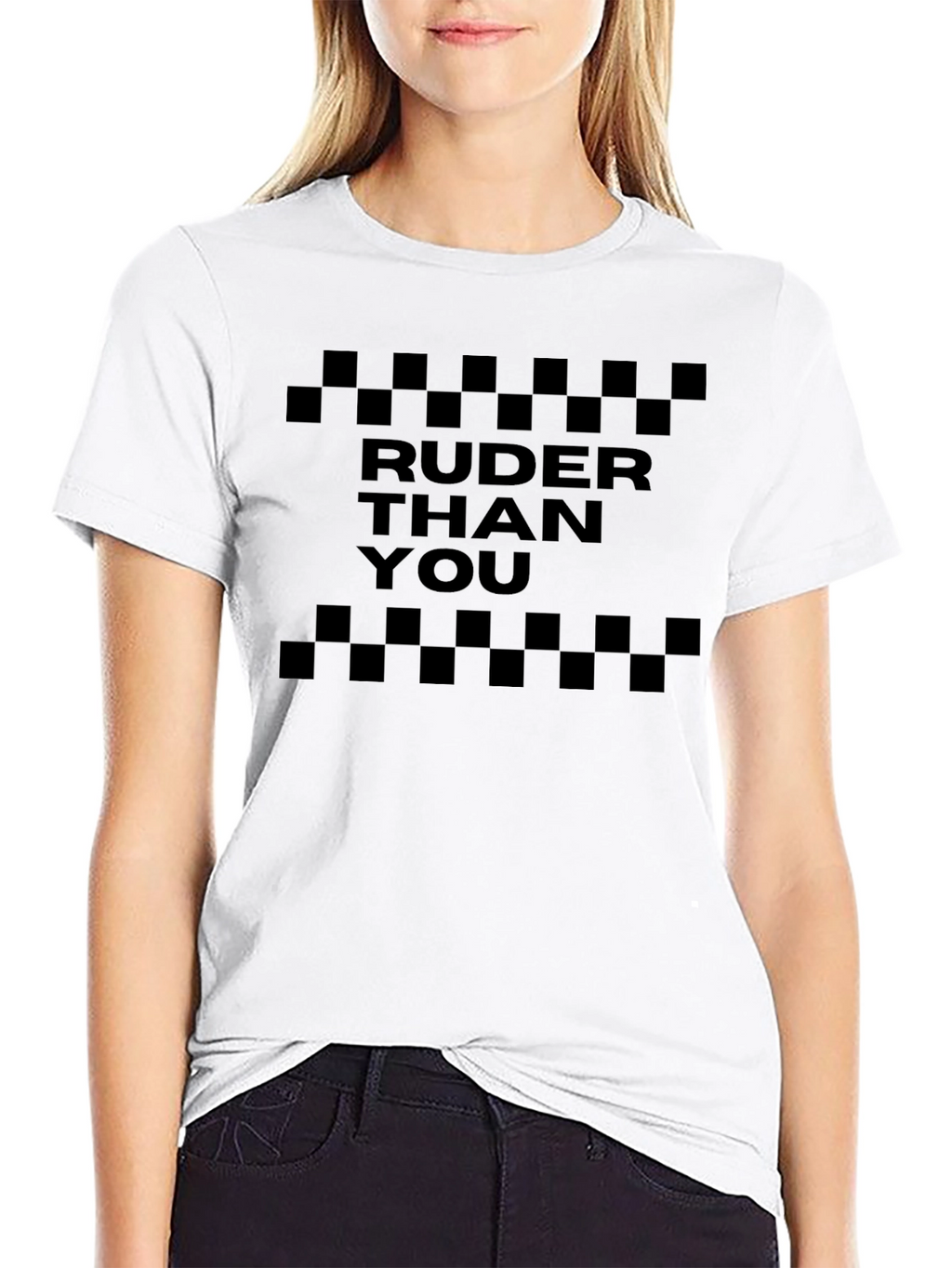 Ruder Than You Checkerboard Graphic Tee - Black