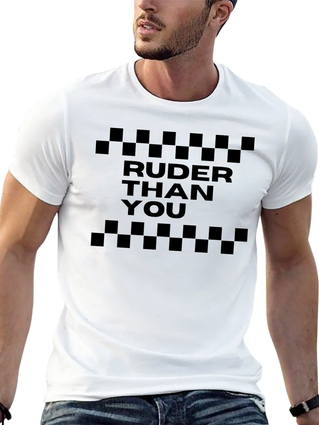 Ruder Than You Checkerboard Graphic Tee - Black