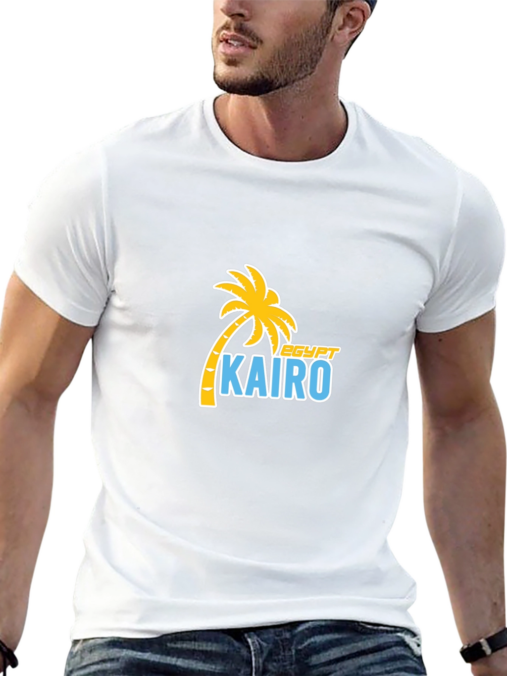 Cairo Egypt Palm Tree T-Shirt - Black Cotton Tee