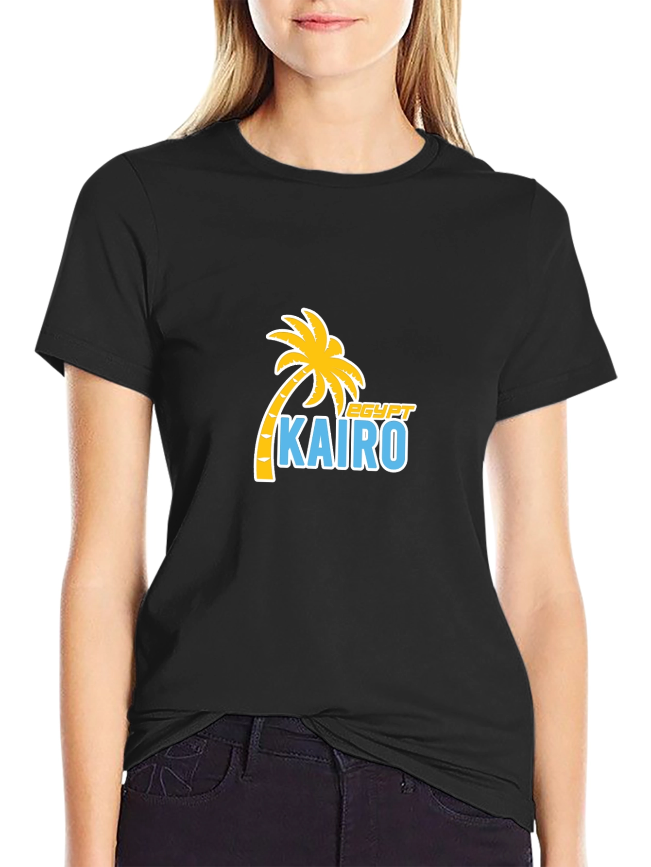 Cairo Egypt Palm Tree T-Shirt - Black Cotton Tee