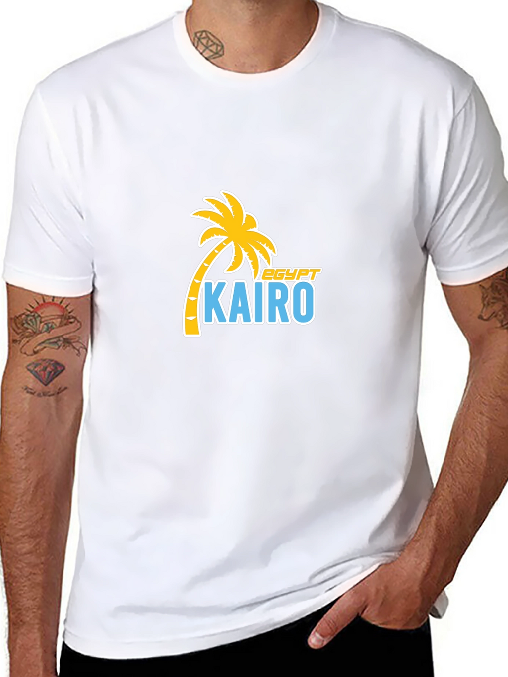 Cairo Egypt Palm Tree T-Shirt - Black Cotton Tee