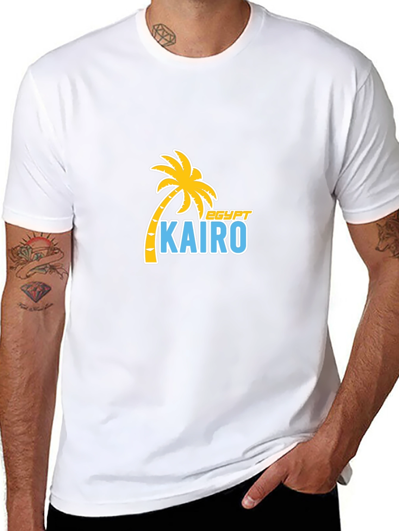 Cairo Egypt Palm Tree T-Shirt - Black Cotton Tee