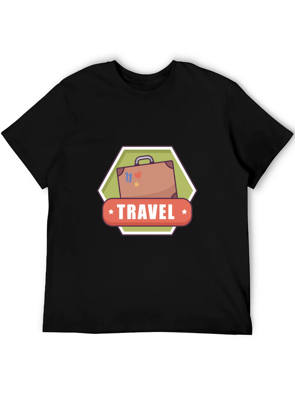 Travel Suitcase Graphic Black T-Shirt
