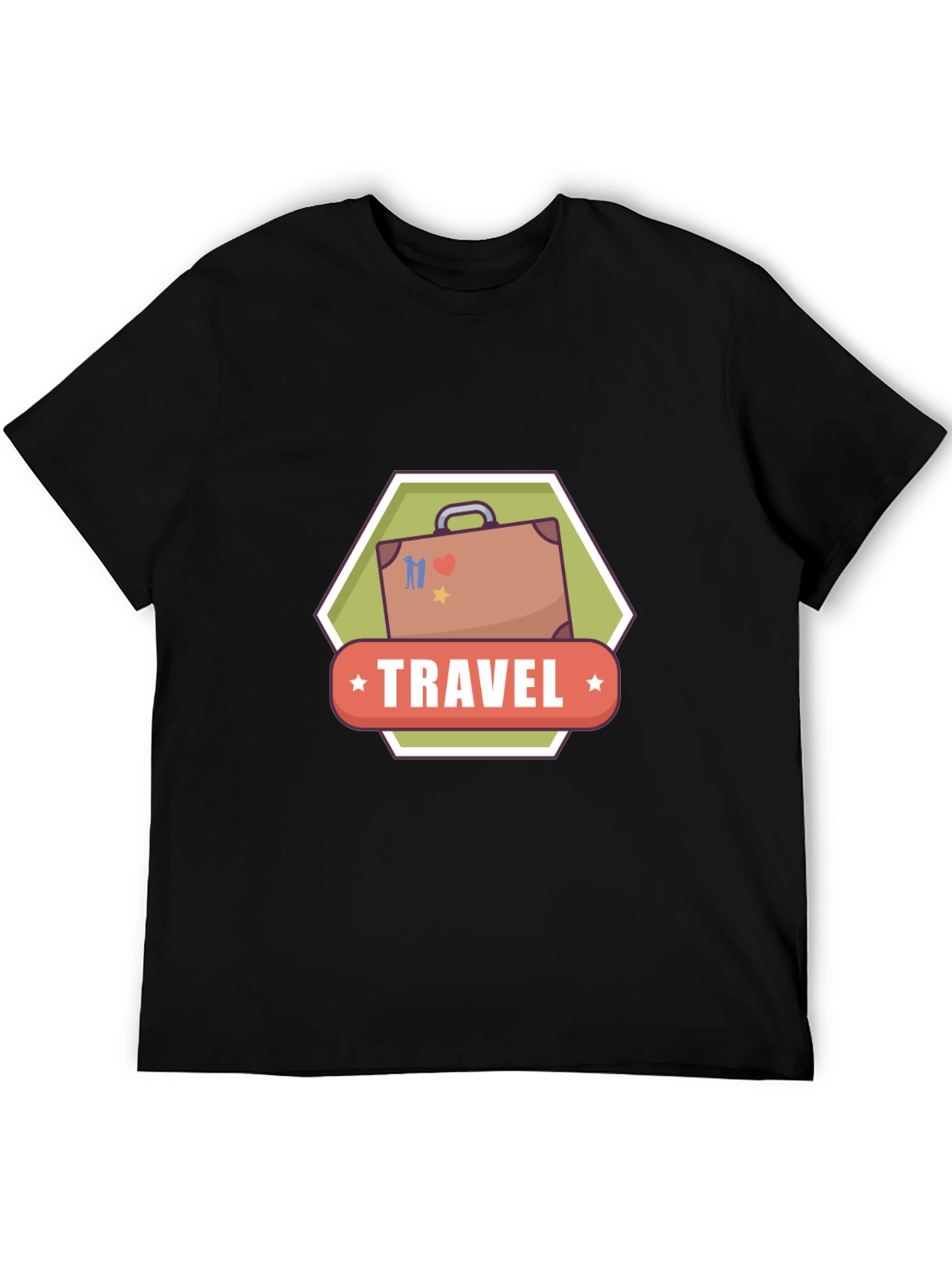 Travel Suitcase Graphic Black T-Shirt
