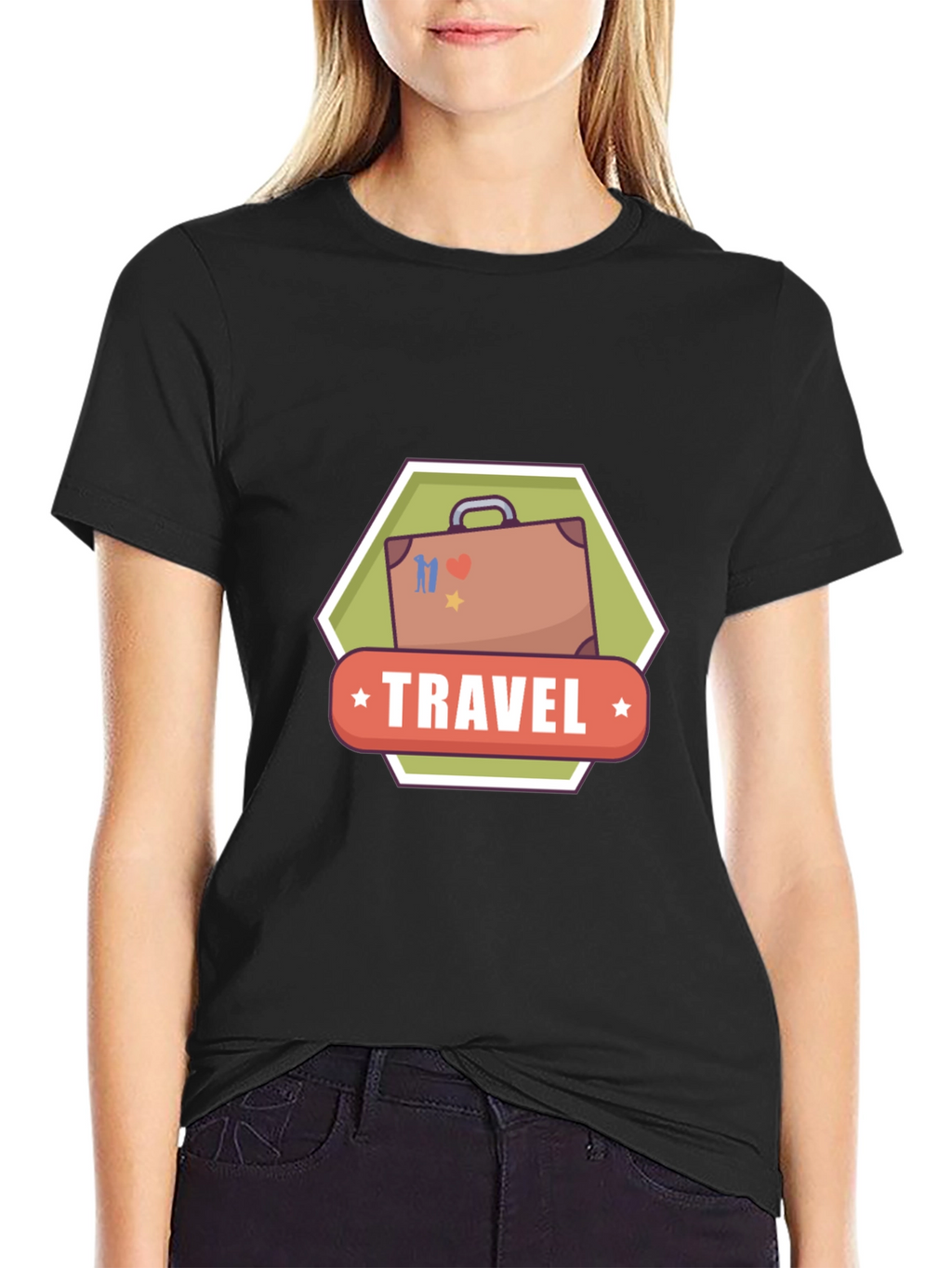 Travel Suitcase Graphic Black T-Shirt