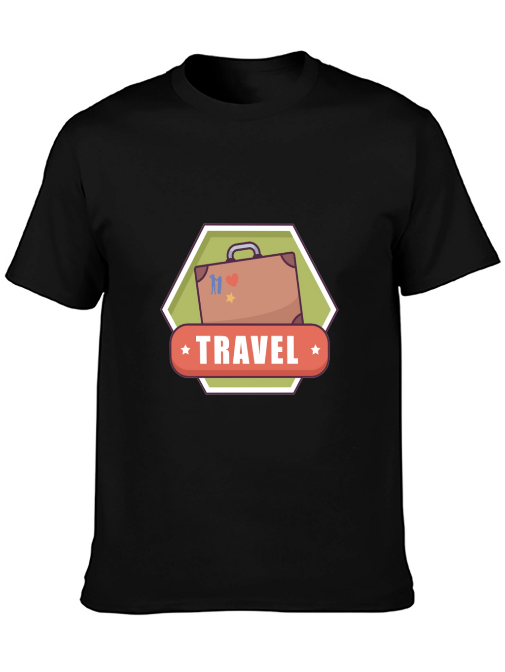 Travel Suitcase Graphic Black T-Shirt
